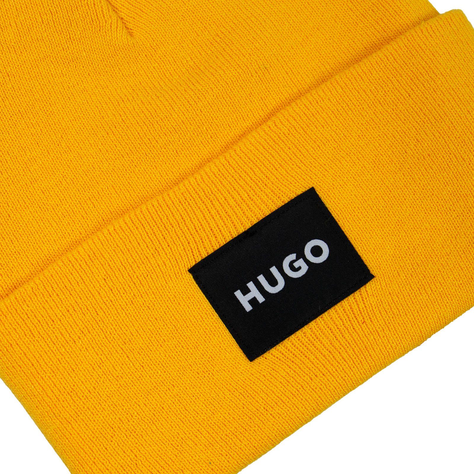 Strickmütze HUGO gelb Xevon Logo mit aufgenähtem
