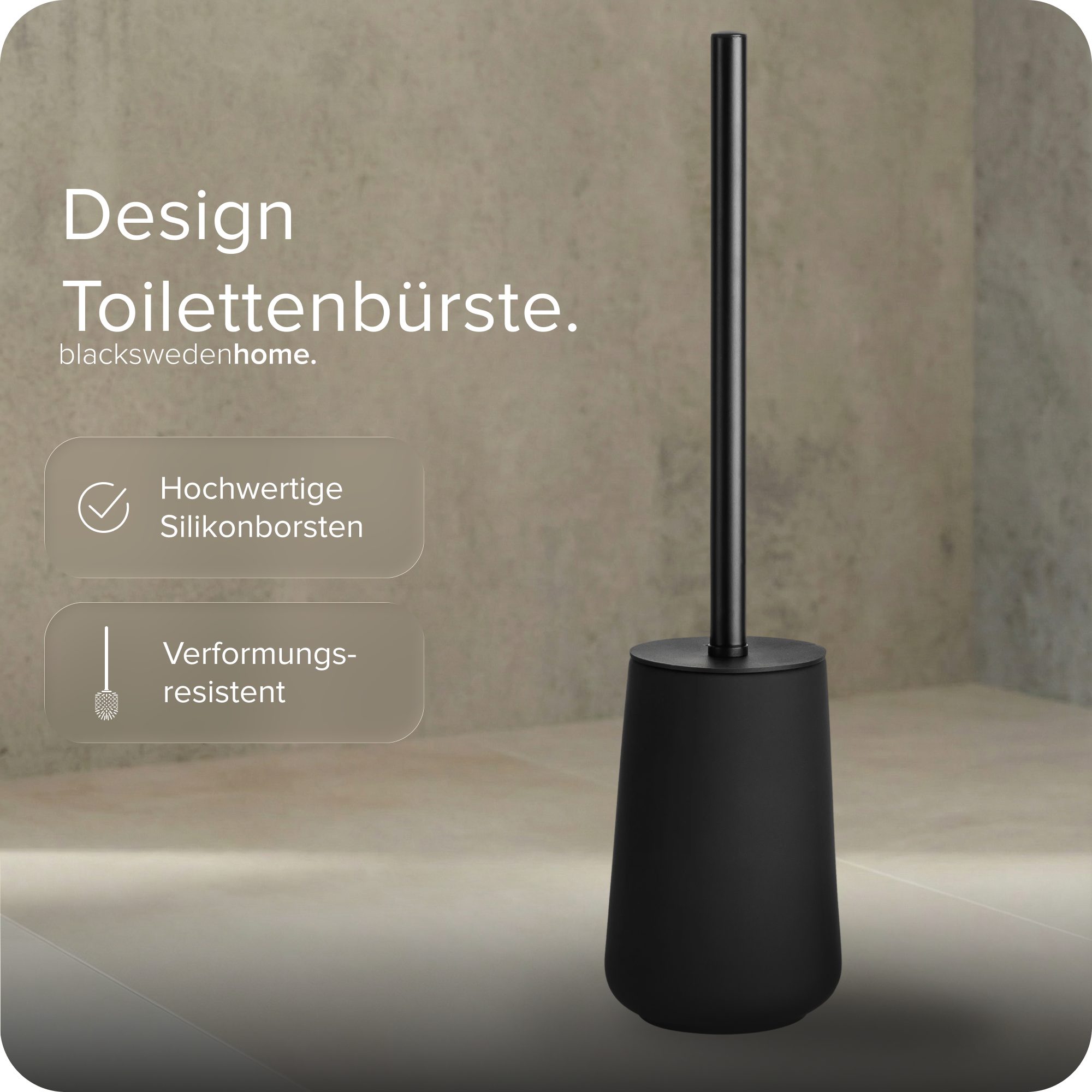 blackswedenhome. WC-Garnitur Toilettenbürsten Set aus Keramik mit Silikon-Toilettenbürste, (13L x 9B x 27H cm), Keramik, Soft Touch Oberfläche