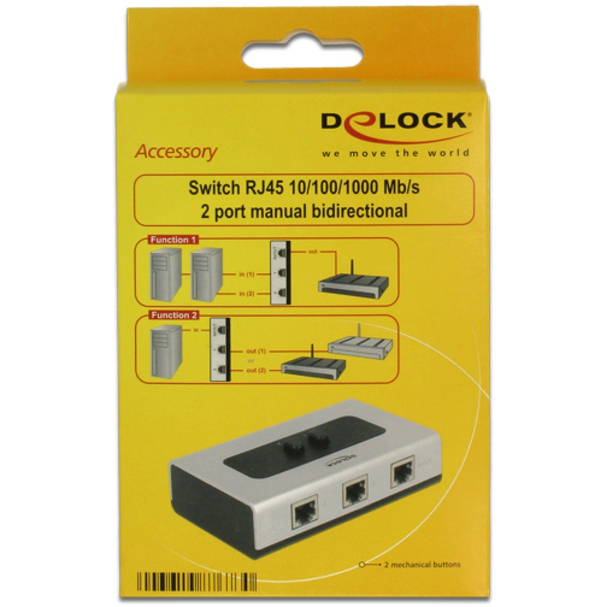 Delock DeLOCK RJ-45 Umschalter, Switch, manuell, Netzwerk-Switch (2-Port