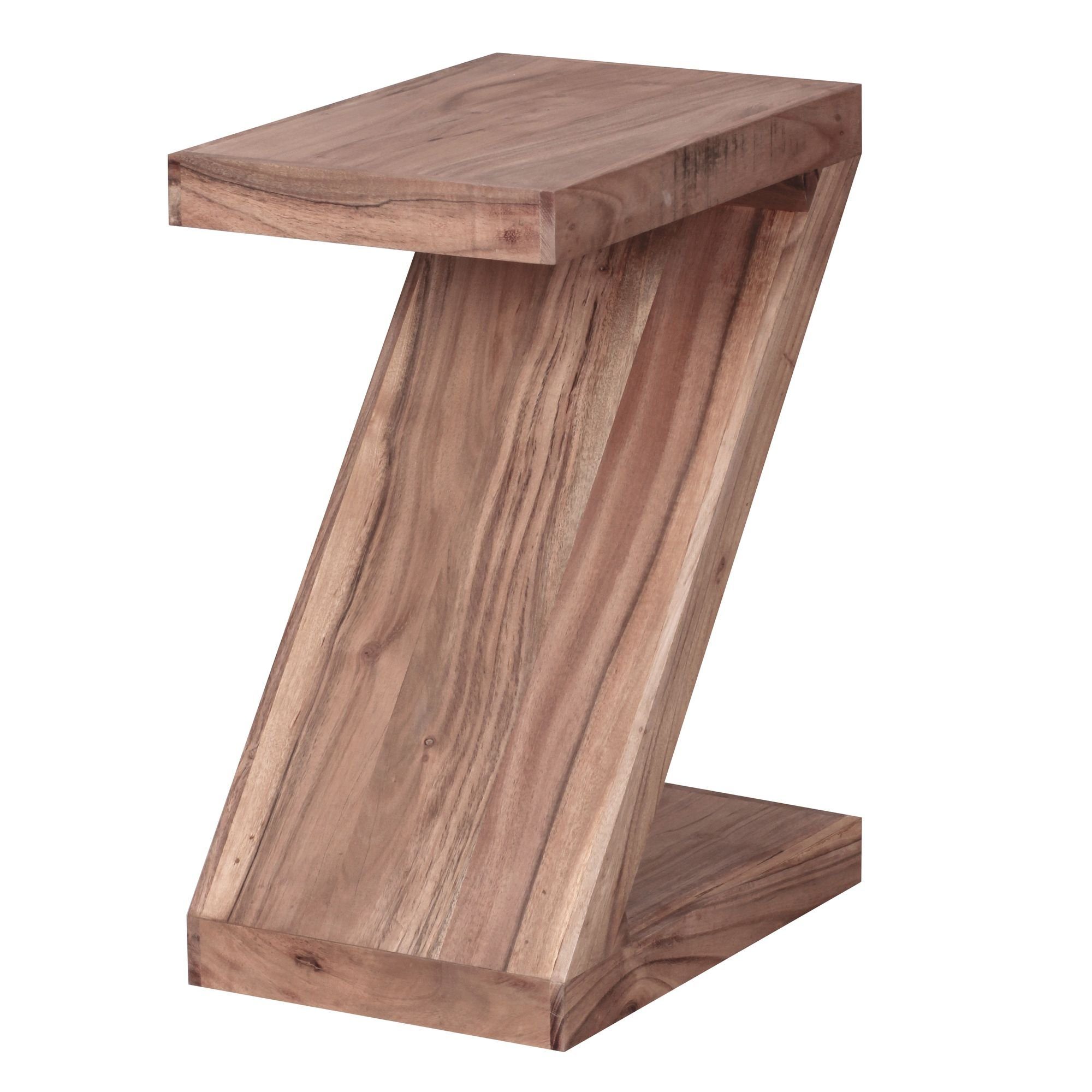 möbelando Beistelltisch Beistelltisch Massivholz Design MUMBAI Wohnzimmer-Tisch Massivholz hoch Beistelltisch Akazie braun Landhaus-Stil Couchtisch 60cm Akazie Cube, Z MUMBAI Cube Z