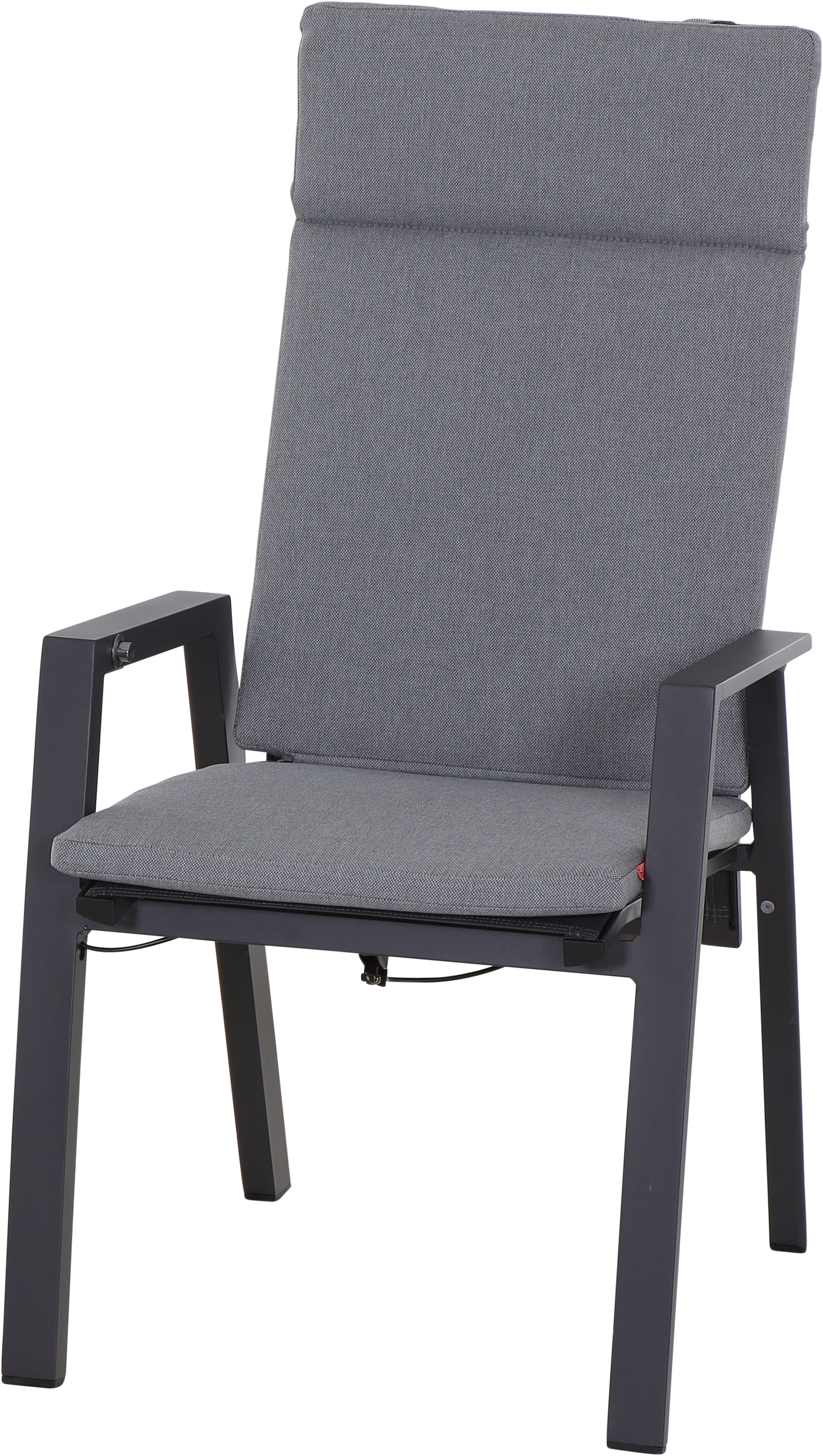 Siena Garden Gartensessel VALENCIA Move Sessel matt anthrazit, Gestell aus Aluminium, Ranotex® Gewebe dunkelgrau, inkl. Kissen