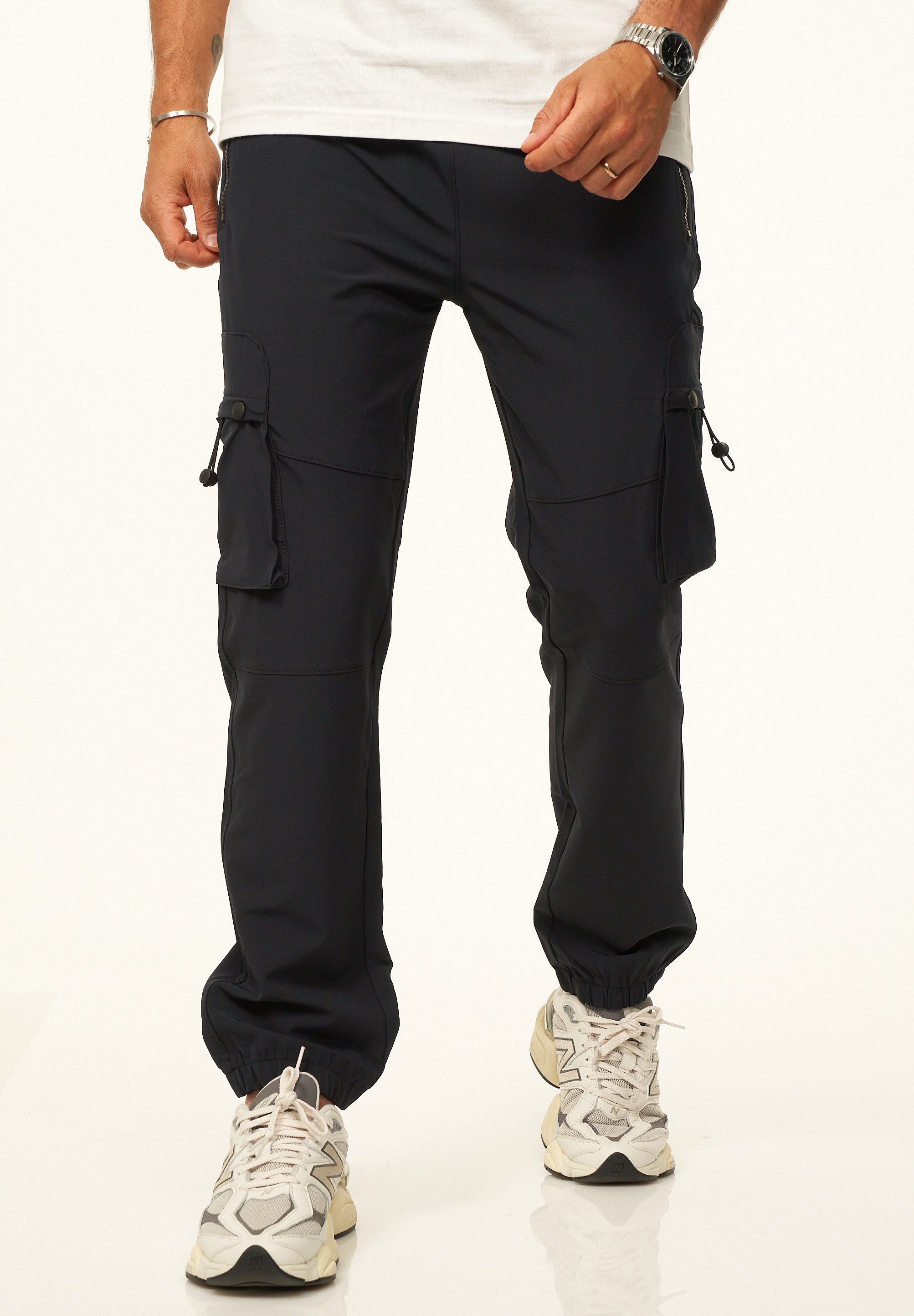 SOULSTAR Cargohose als Tech-Pants mit Cargo Taschen - Freizeithose Herren Jogger-Hose Jeans mit Gummibund & Tunnelzug Outdoorhose