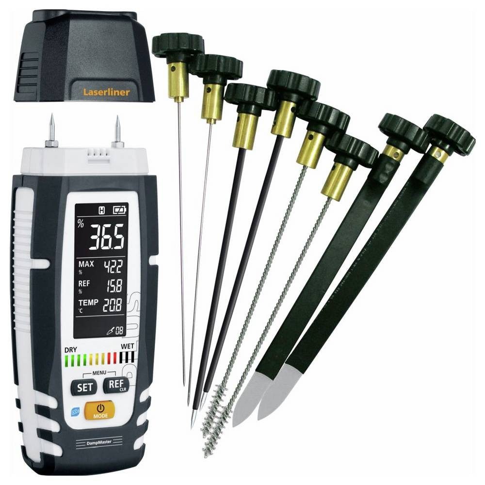LASERLINER Feuchtigkeitsmesser DampMaster Allround Set Materialfeuchtemessgerät 082.327A