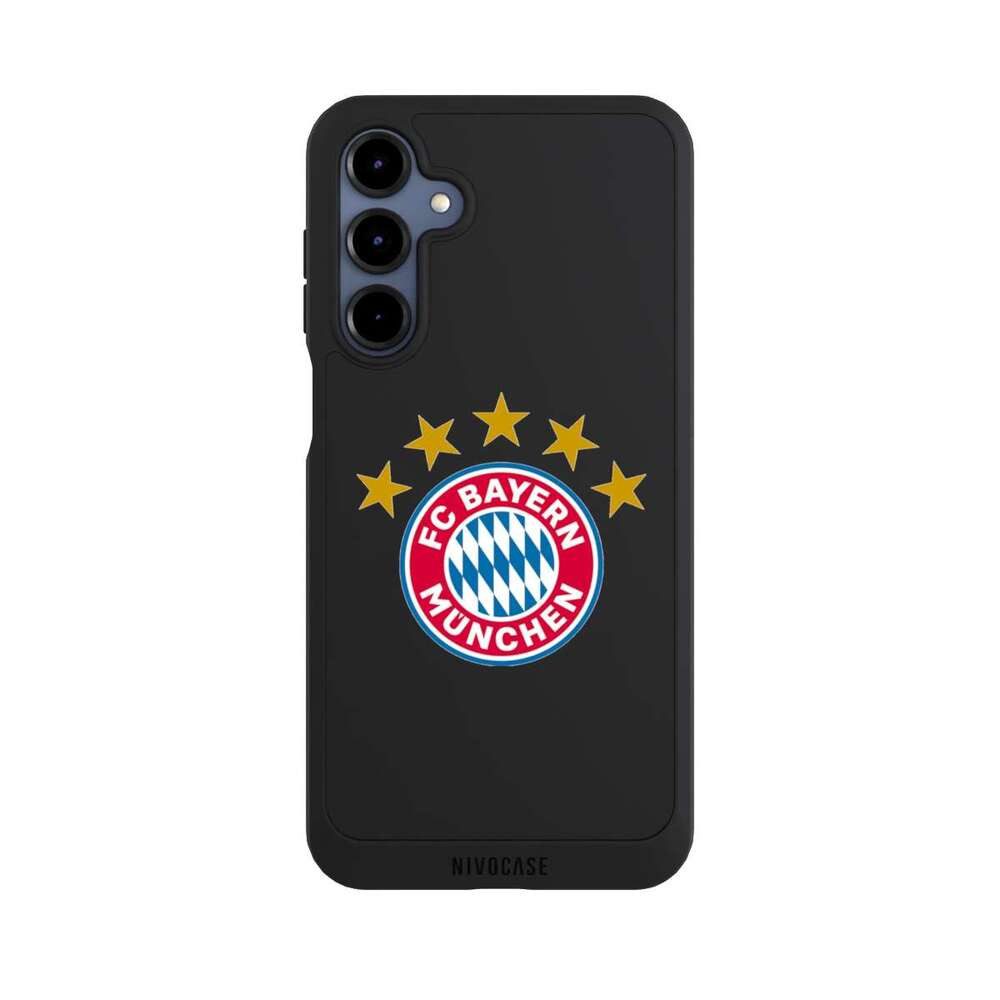 NIVOCASE Handyhülle FC Bayern München FCB Sterne FCB Logo mit Sterne - ohne Hintergrund, Samsung Galaxy A16 5G Handyhülle Hülle NIVOpure Case Schwarz