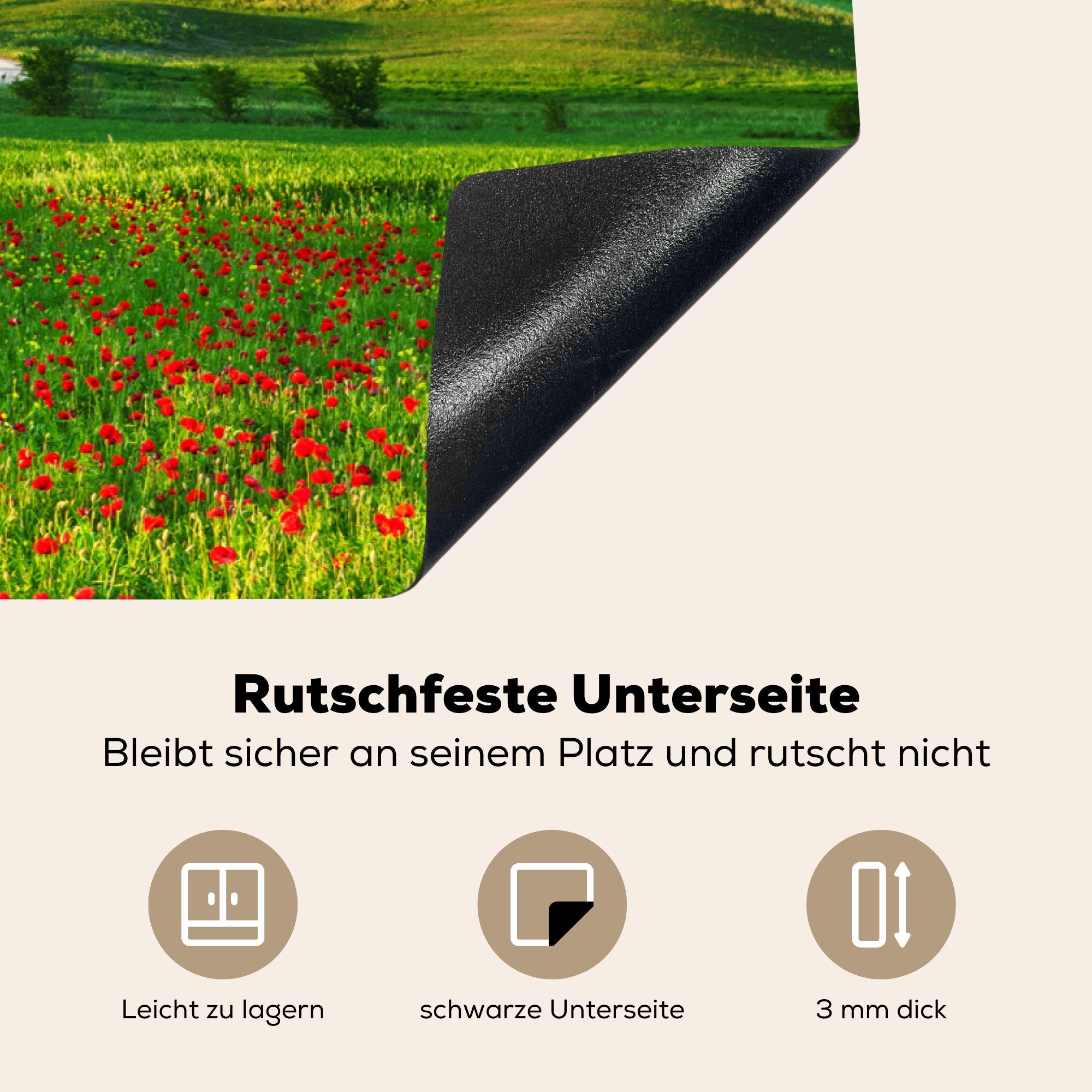 Ceranfeldabdeckung Induktionskochfeld für - küche, (1 Toskana - Herdblende-/Abdeckplatte die Vinyl, Landschaft MuchoWow Schutz 81x52 Blumen, cm, tlg),