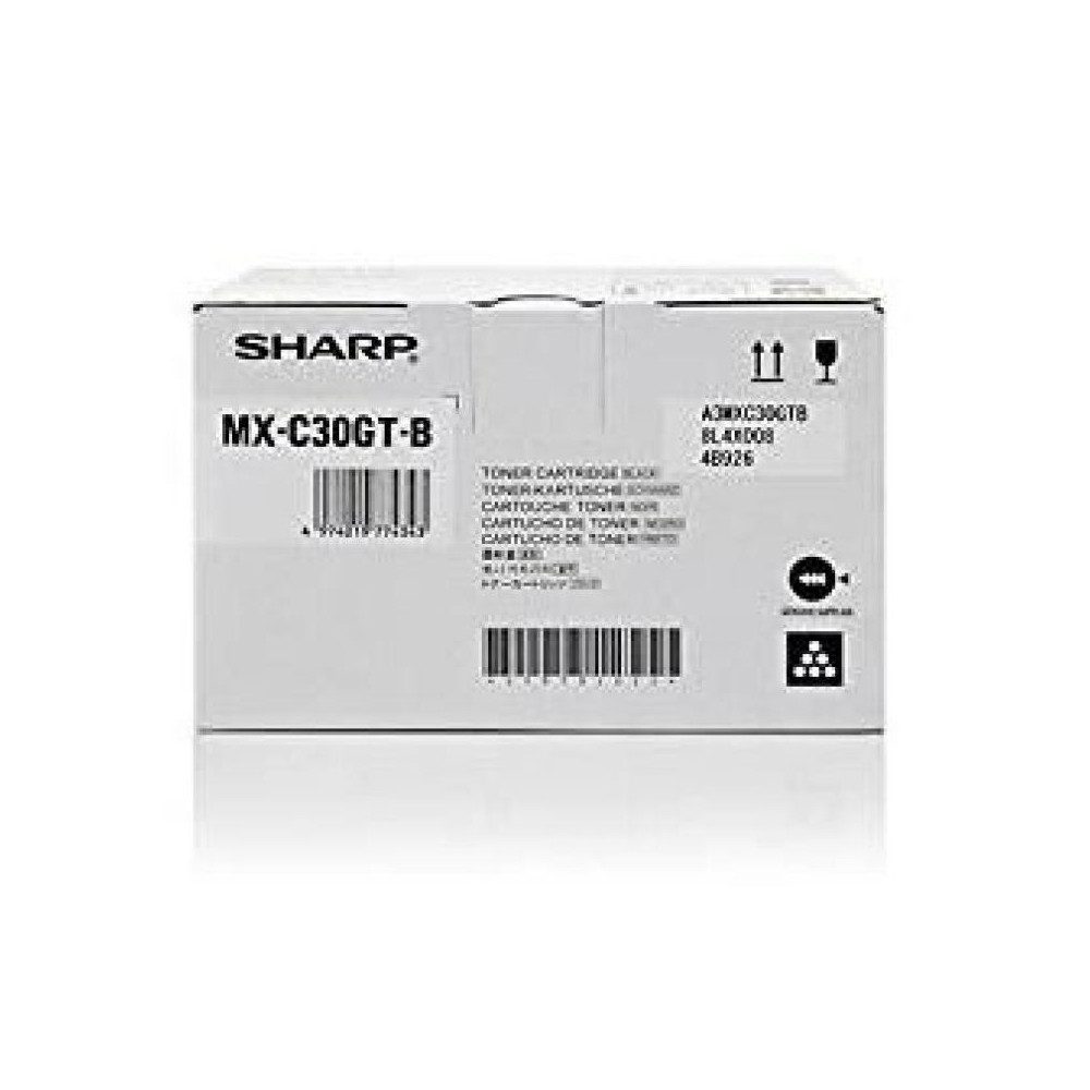Sharp Tonerpatrone Sharp Toner Schwarz MXC30GTB für Drucker., (Tonereinheit, Kompatibel mit MX-C250F, MX-C300W), Original Sharp Tonerpatrone in Schwarz
