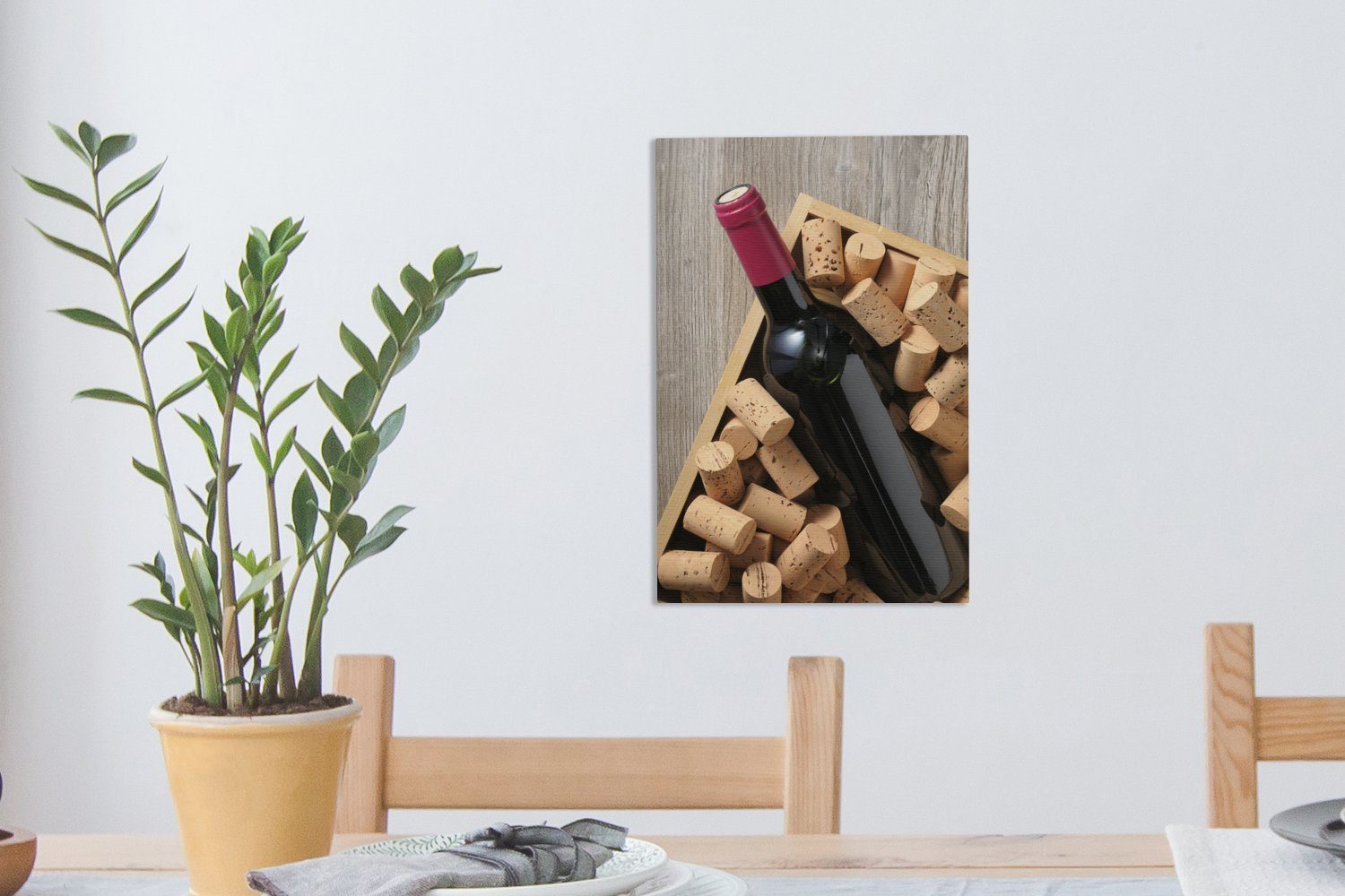 OneMillionCanvasses® Leinwandbild Weinflasche 20x30 Weinkiste, Zackenaufhänger, Leinwandbild St), (1 inkl. fertig in bespannt Gemälde, cm einer