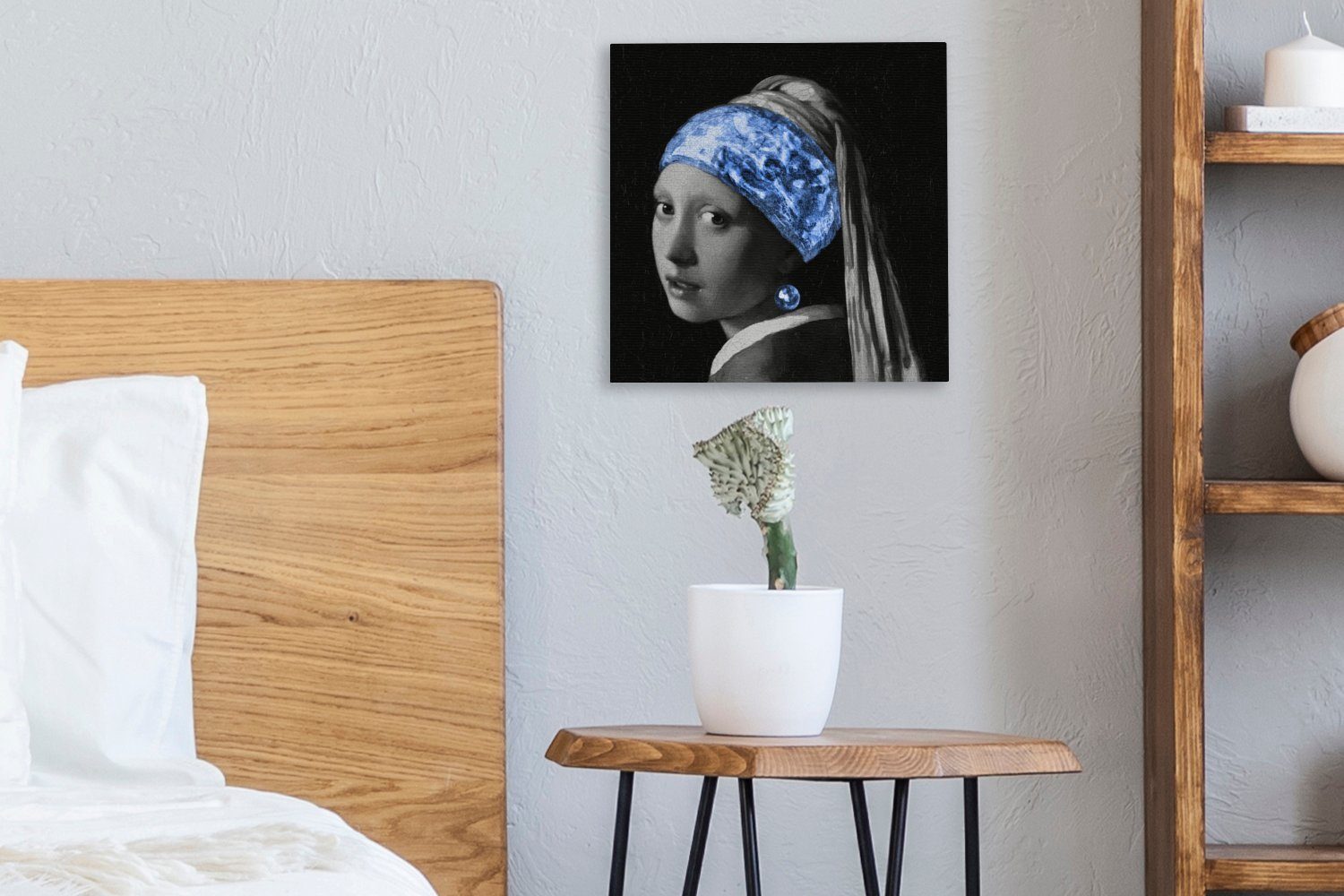 OneMillionCanvasses® Gemälde Mädchen Perlenohrring Wohnzimmer - mit einem Blau, Schlafzimmer (1 Vermeer für St), - Bilder Leinwand