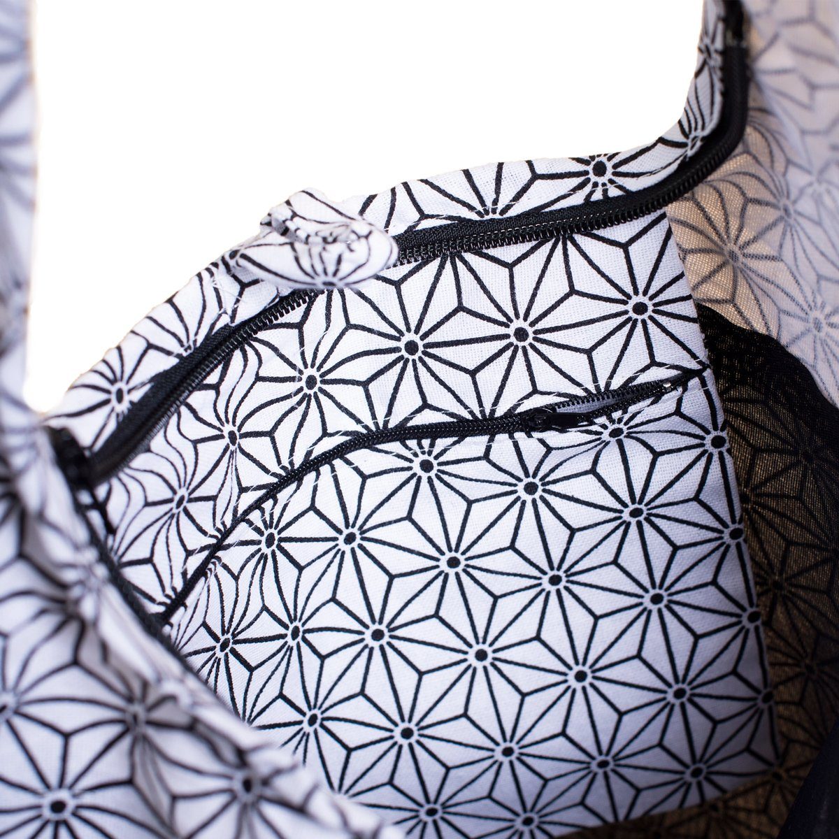 PANASIAM Schultertasche Geometrix Schulterbeutel aus 100% Baumwolle praktische Umhängetasche, In 2 Größen Beuteltasche auch als Wickeltasche und Handtasche geeignet