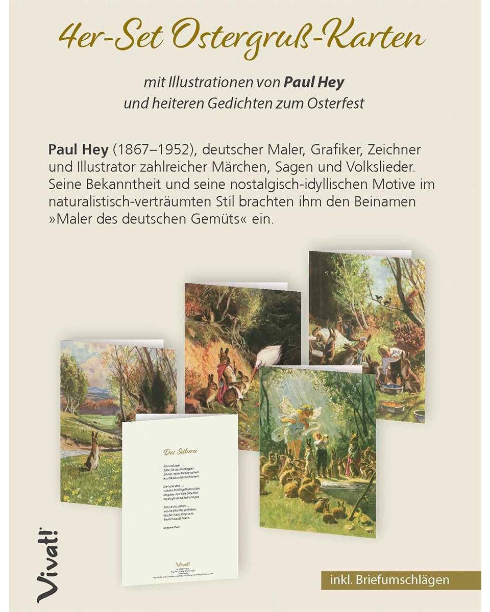 Grußkarten 4er-Set Osterkarten »Häschen«