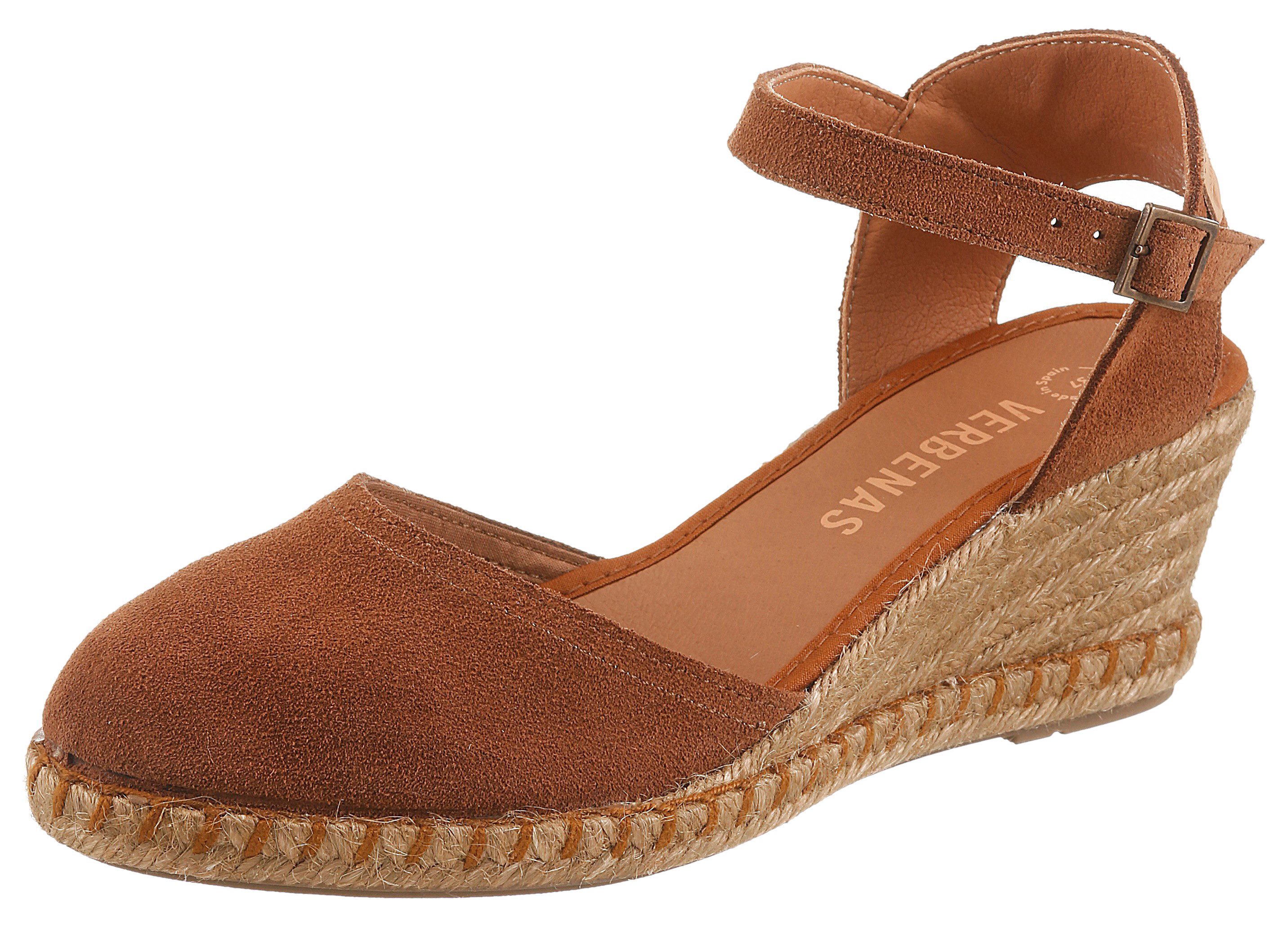 VERBENAS Slingpumps Keilsandalette, Sommerschuh, Urlaubsschuh mit Bastbesatz