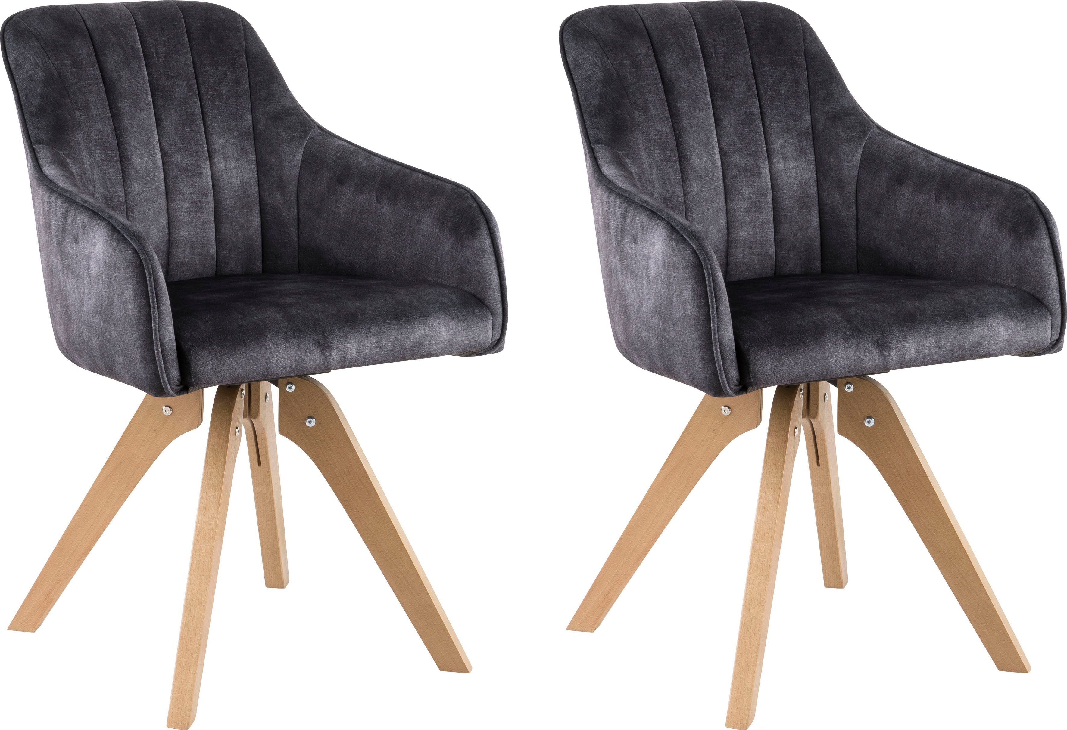 Home affaire Drehstuhl "Sa Calobra", (Set), 2 St., Samtvelours, mit Rückens günstig online kaufen