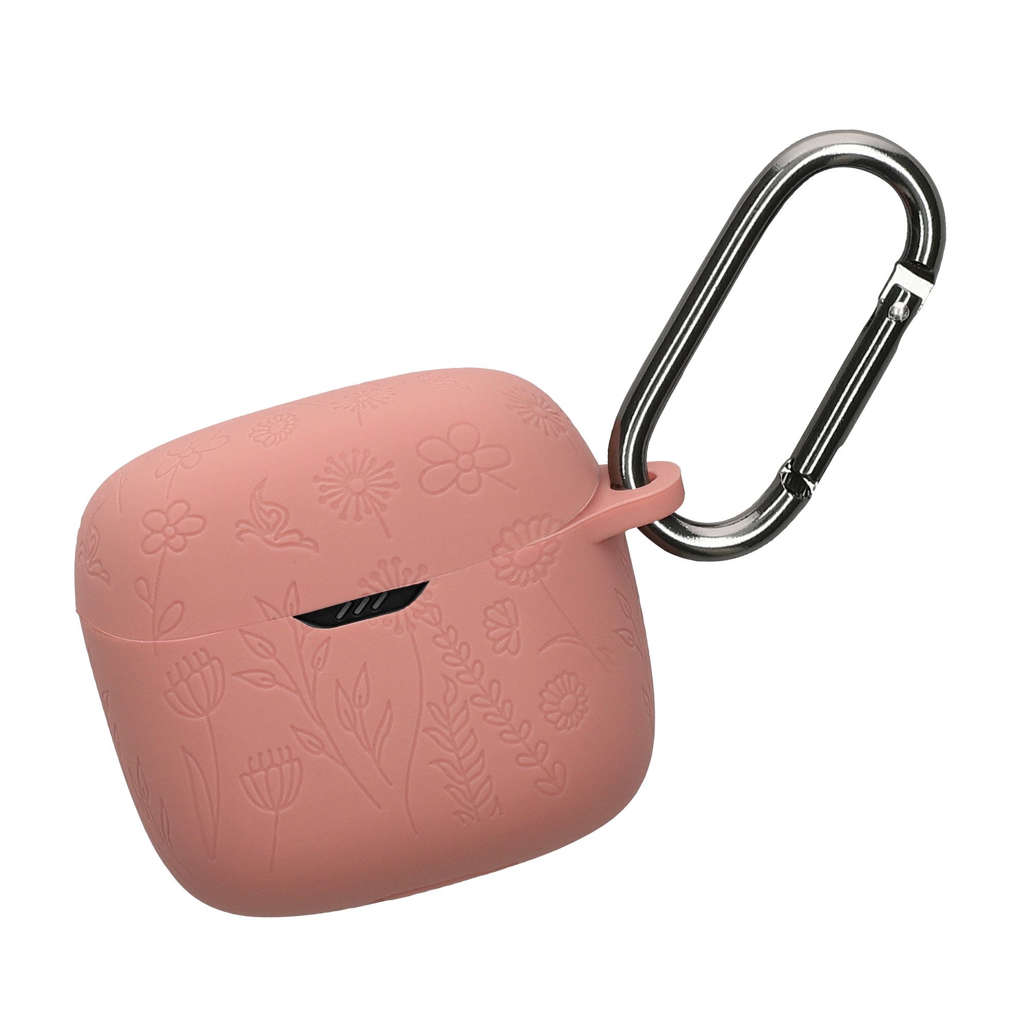 kwmobile Kopfhörer-Schutzhülle Silikon Case für JBL Tune Flex Hülle, Schutzhülle für Kopfhörer mit Karabiner - Dark Rose