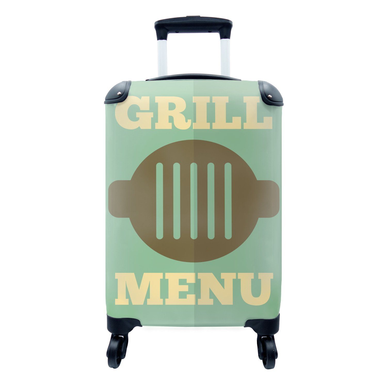 MuchoWow Handgepäckkoffer Abbildung eines Grills mit einem Grill, 4 Rollen, Reisetasche mit rollen, Handgepäck für Ferien, Trolley, Reisekoffer