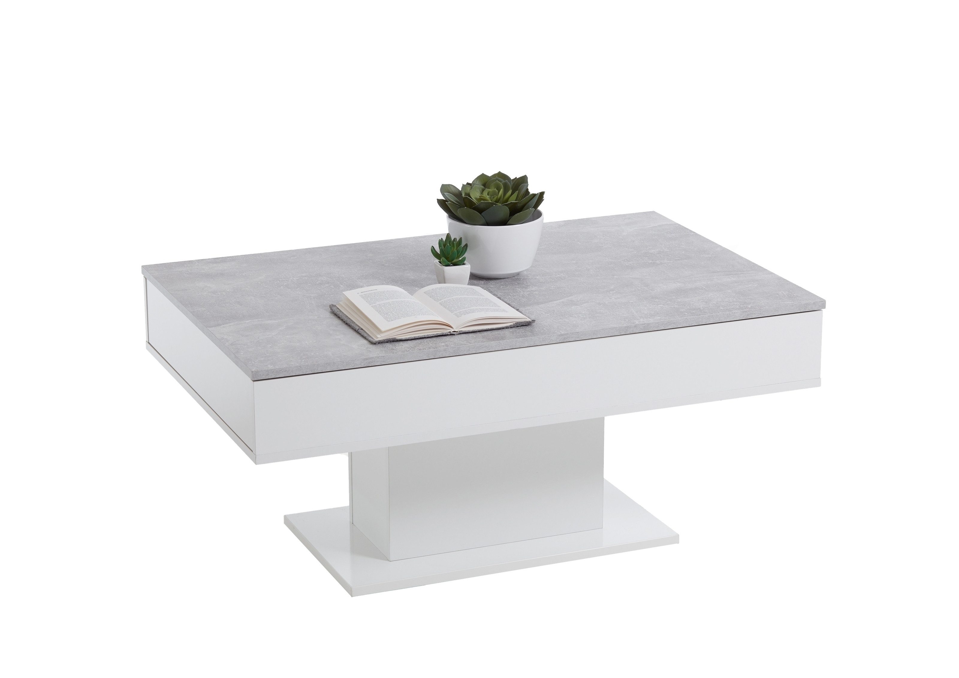 PREISBRECHER Couchtisch AVOLA 2, in Beton LA-weiß Edelglanz - 100x46,1x65cm (BxHxT)
