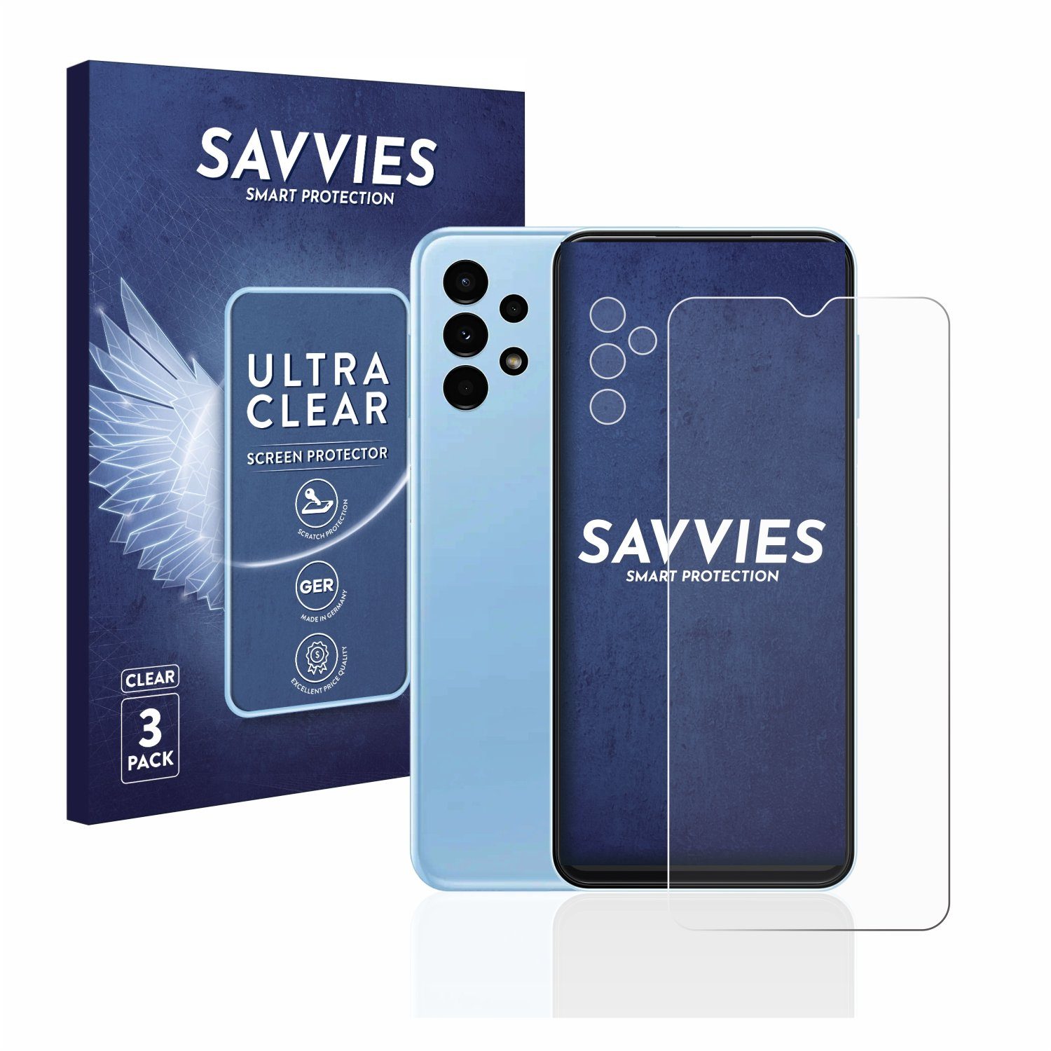 Savvies Displayschutzfolie Schutzfolie für Samsung Galaxy A13 (Display+Kamera), 6 Stück, Displayschutz Schutz Folie Klar Transparent