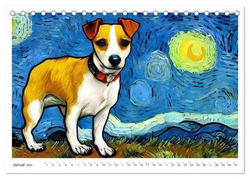 CALVENDO Wandkalender Hundekunst (Tischkalender 2024 DIN A5 quer), CALVENDO Monatskalender