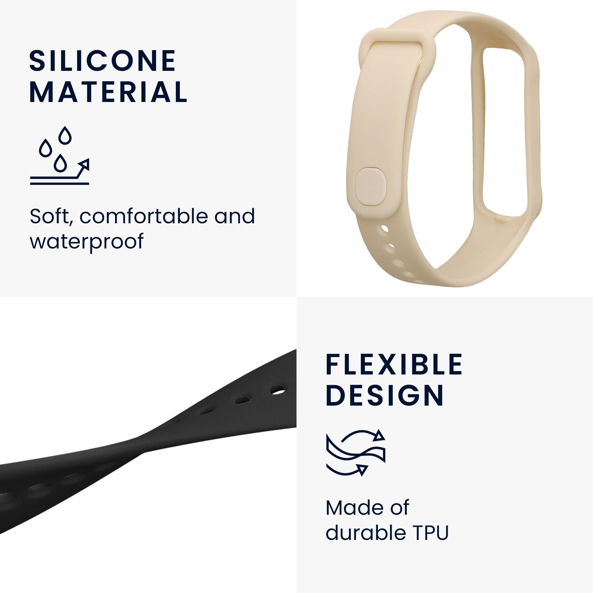 kwmobile 2x Uhrenarmband für Xiaomi Smart Band 8 Active Armband Smartwatch, 2-tlg., Fitnesstracker Band Set aus TPU Silikon - Ersatzarmband Smartwatch