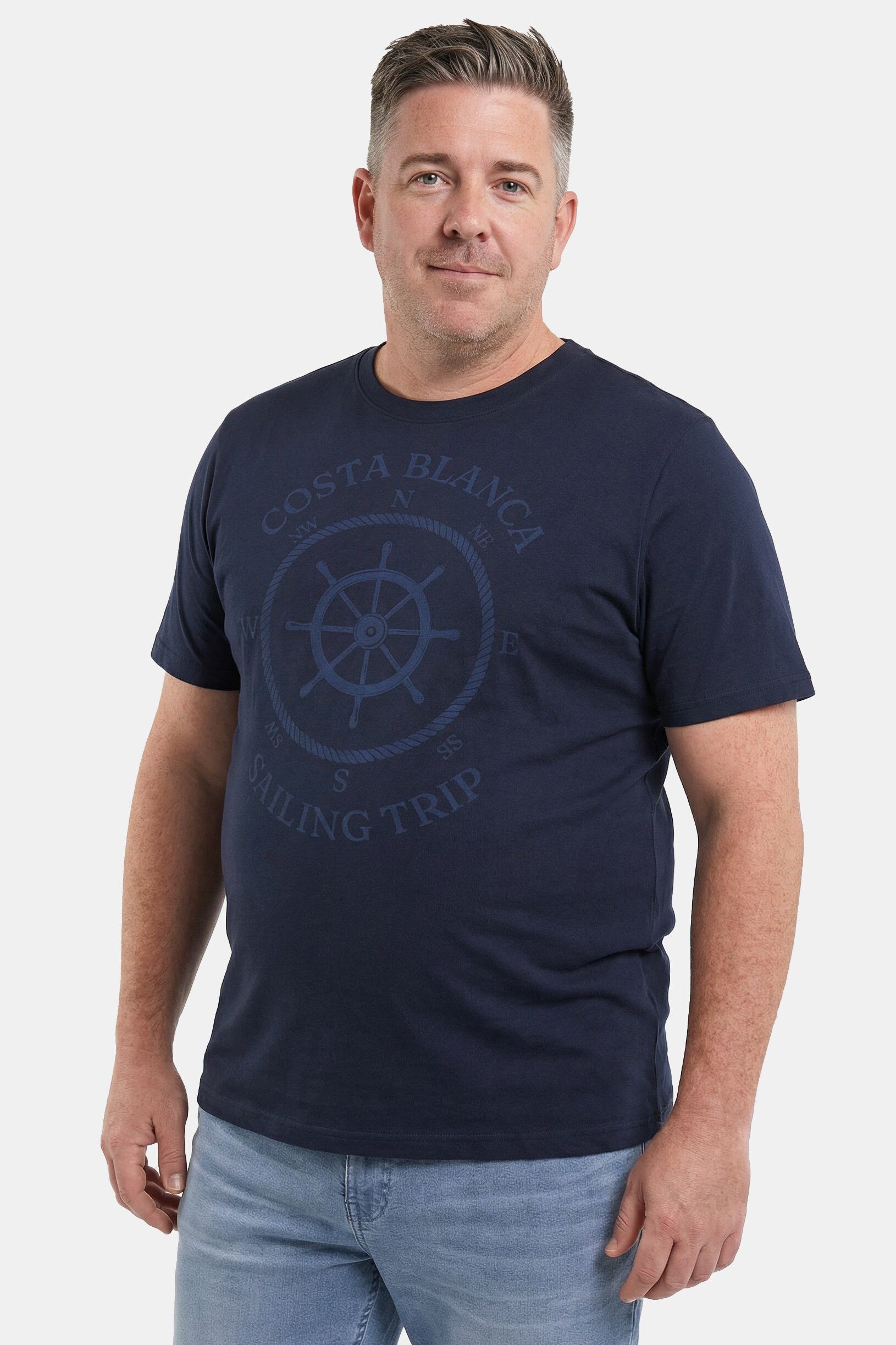 Men Plus T-Shirt T-Shirts Doppelpack Brustprint Halbarm günstig online kaufen