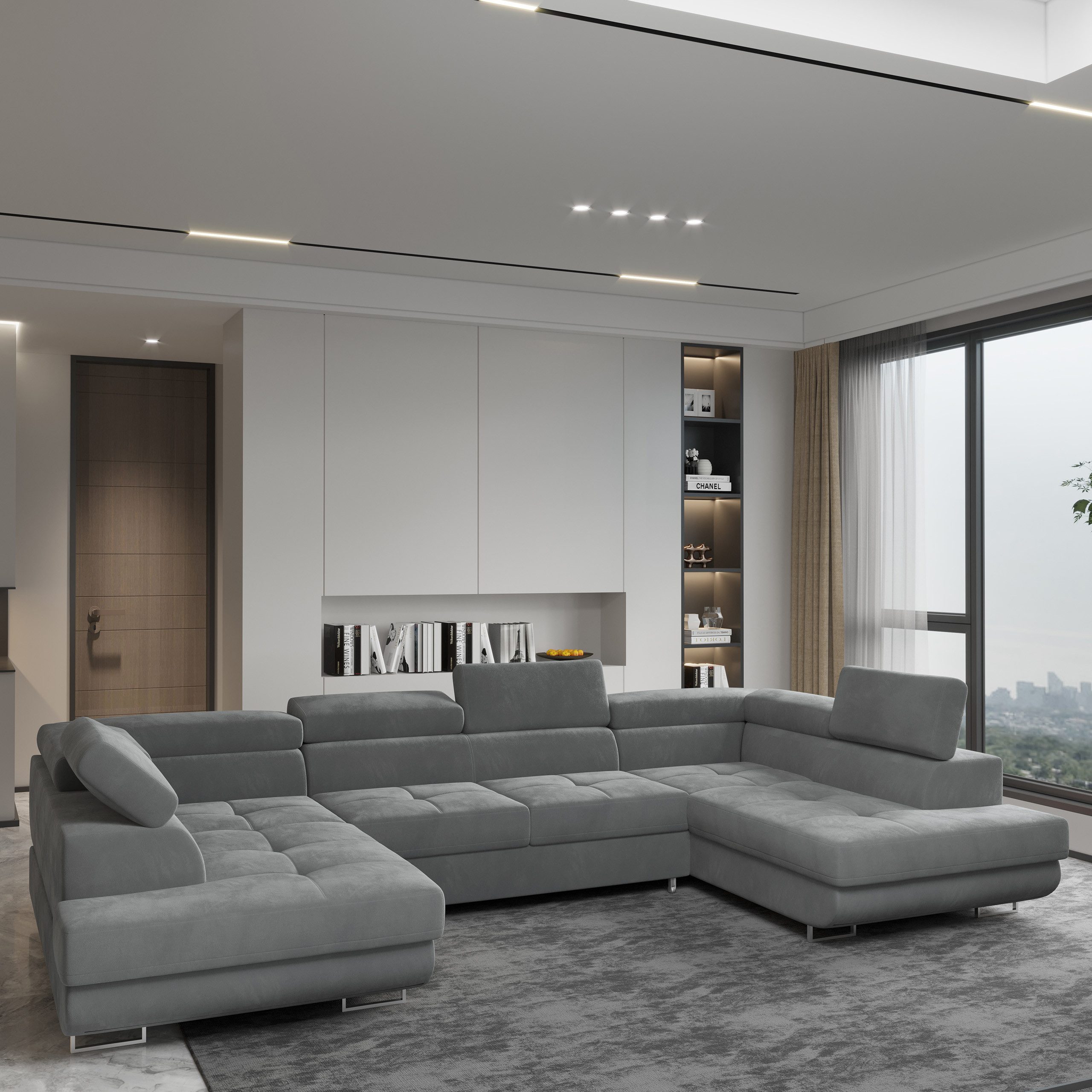 Masseno Ecksofa RAGGIO mit Schlaffunktion U-Form, Sofa mit Bettkasten