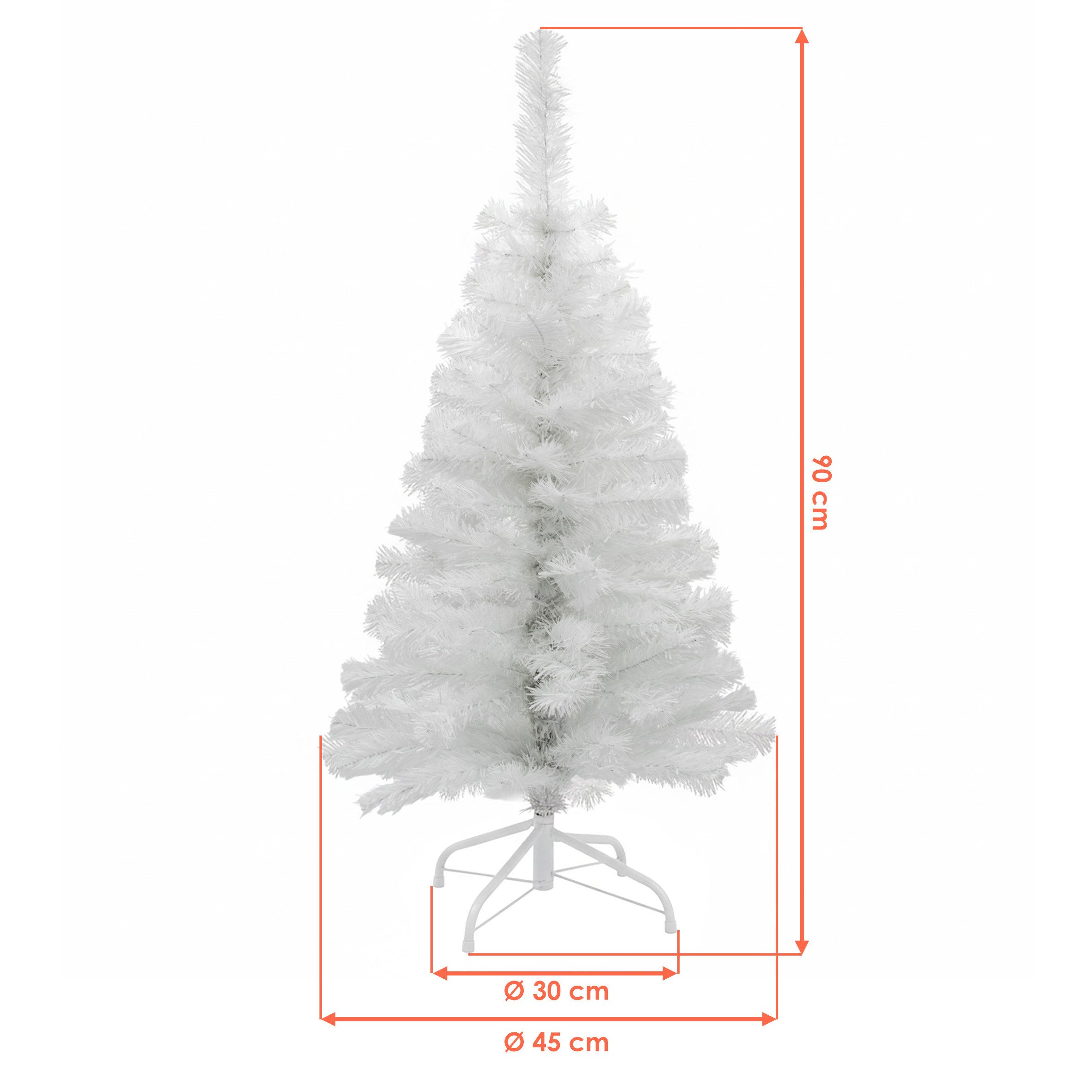 Spetebo Künstlicher Weihnachtsbaum Künstlicher Weihnachtsbaum klein - 90 cm / weiß, Kunstbaum, Kunst Tannenbaum Christbaum inklusive Baumständer