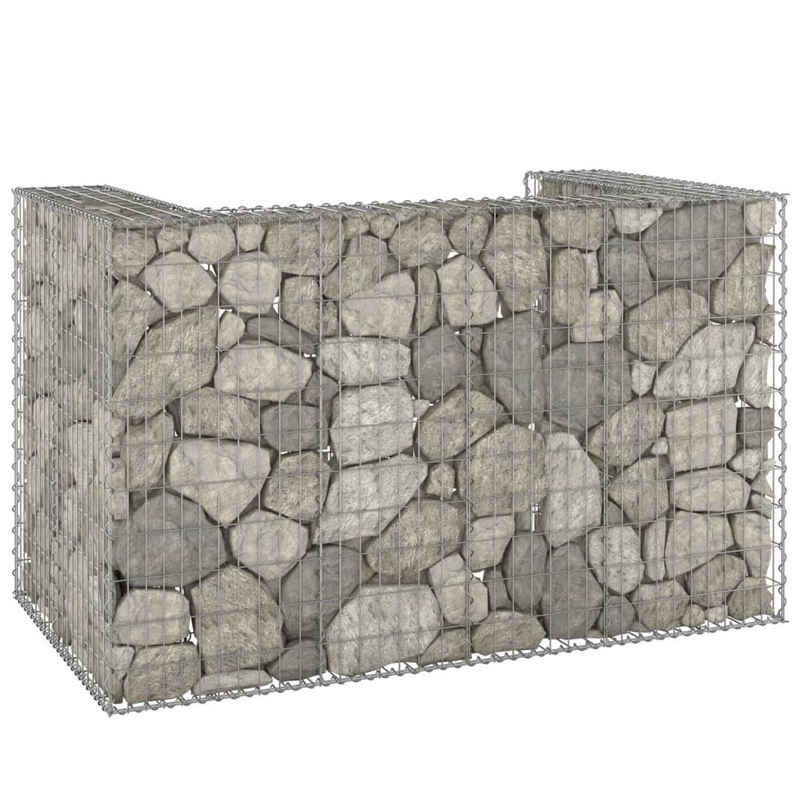 vidaXL Mülltonnenbox Gabionenwand für Mülltonnen Verzinkter Stahl 180x100x110 cm