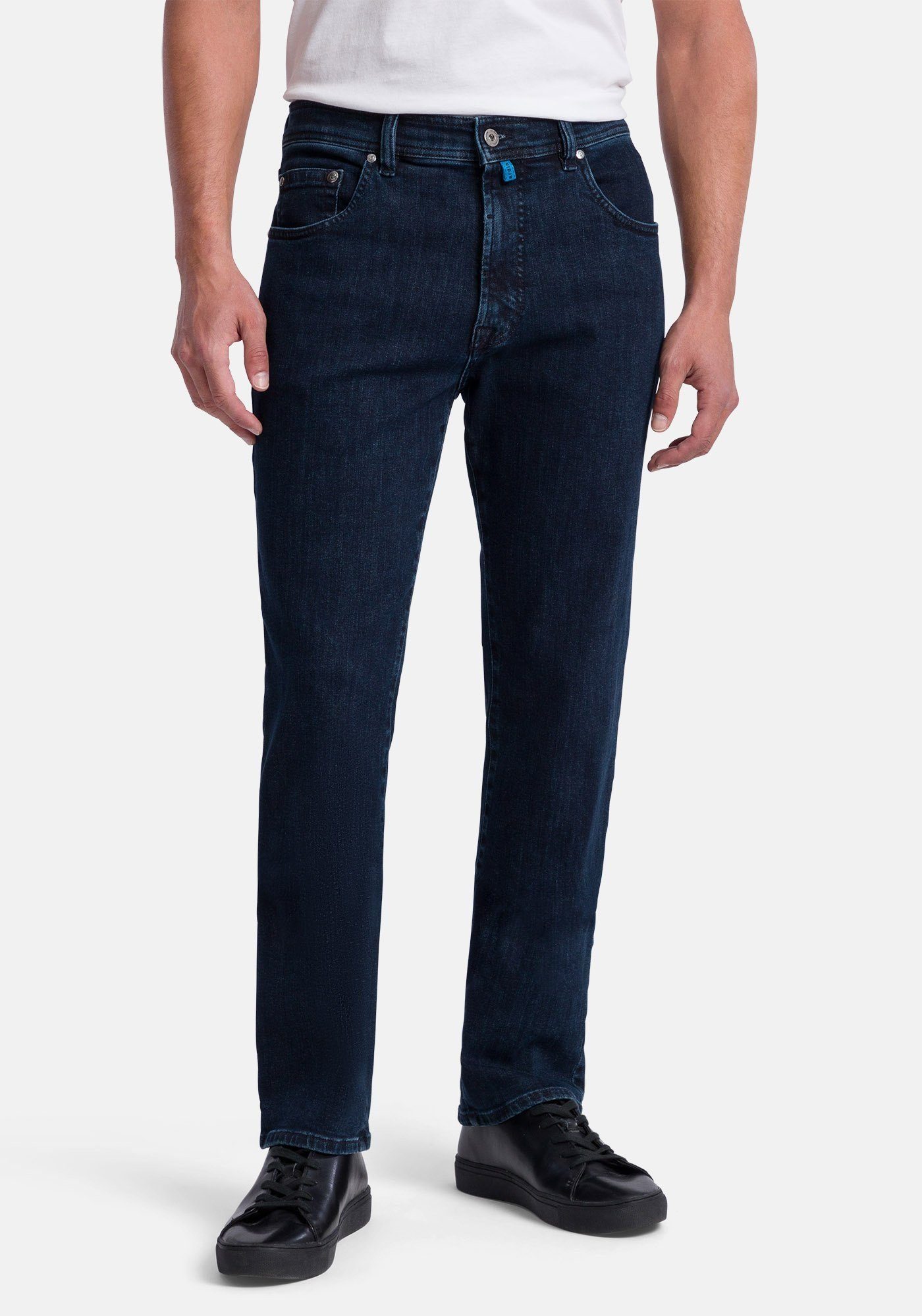 Pierre Cardin 5-Pocket-Jeans Dijon Comfort Fit Green Rivet Stretch Denim dark blue stonewash