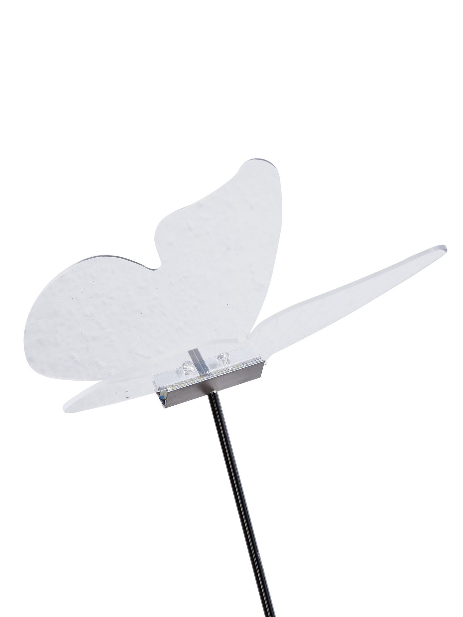 Dekorieren macht glücklich Stehlampe elegante Acryl-Standlampe „Schmetterling“ 120 cm, warmweißes Licht, 5 flexible LED-Schmetterlinge & edler Metallfuß