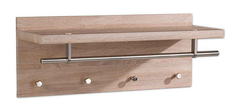 Wandgarderobe PABLO, Eiche Dekor, B 75 cm x H 26 cm, mit Hutablage