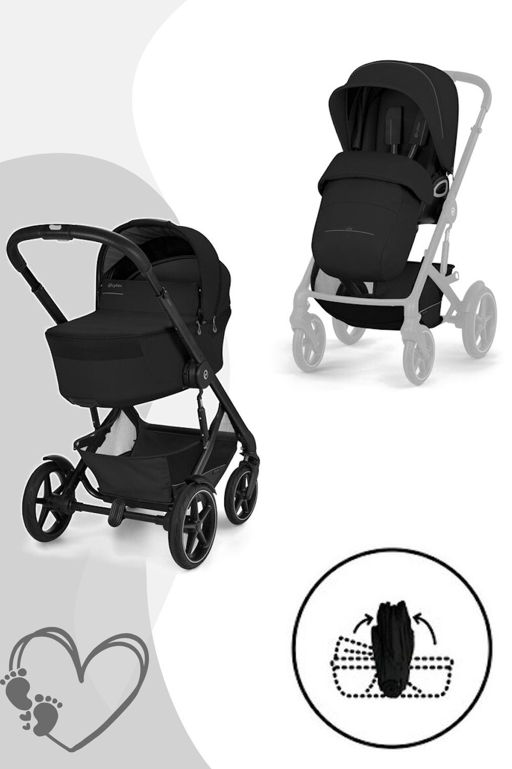 Cybex Kombi-Kinderwagen Talos S Lux Buggy mit faltbarer Babywanne