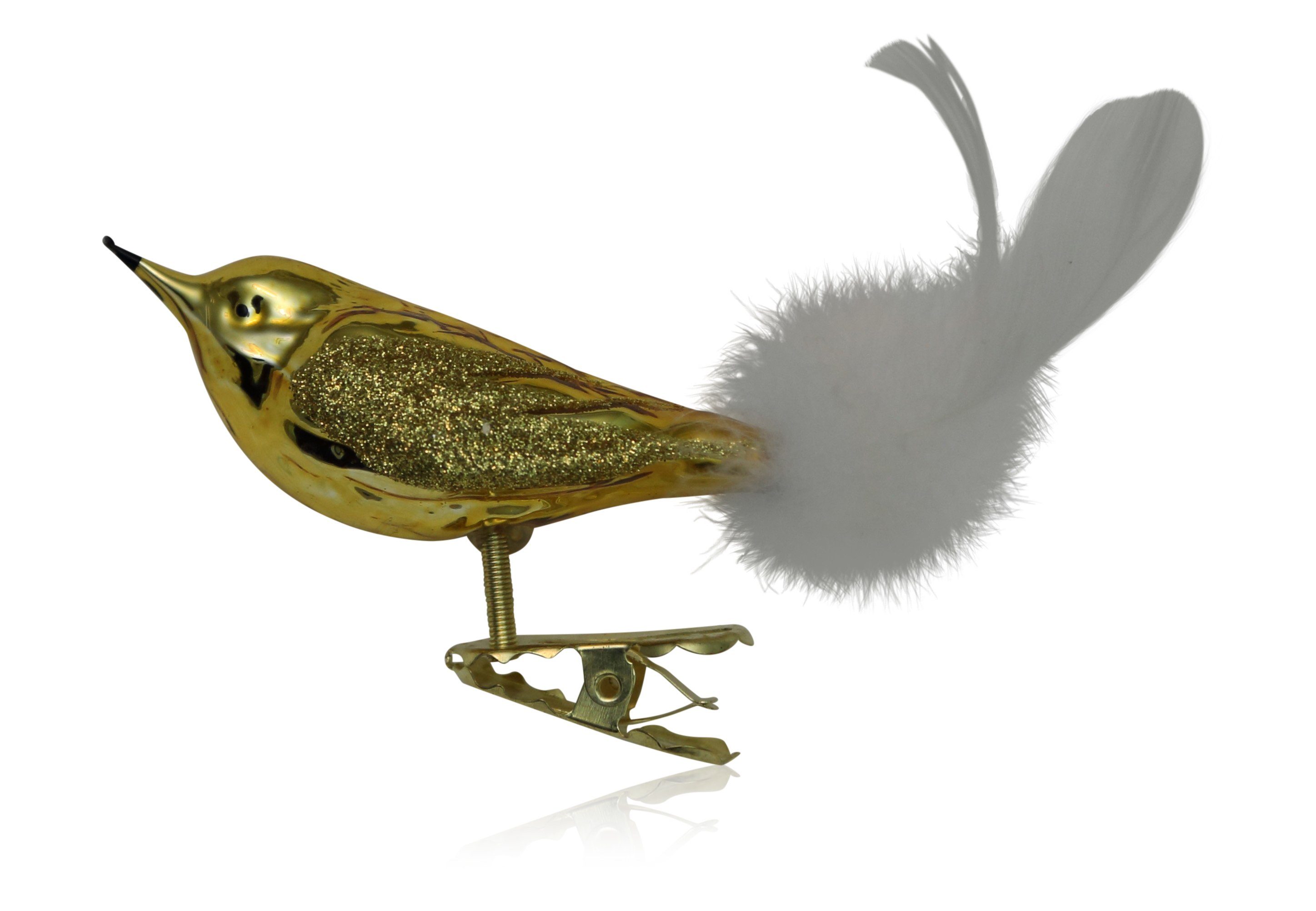 Lauschaer Glas Christbaumschmuck Christbaumschmuckvögel in verschiedenen Farben mit Glimmer