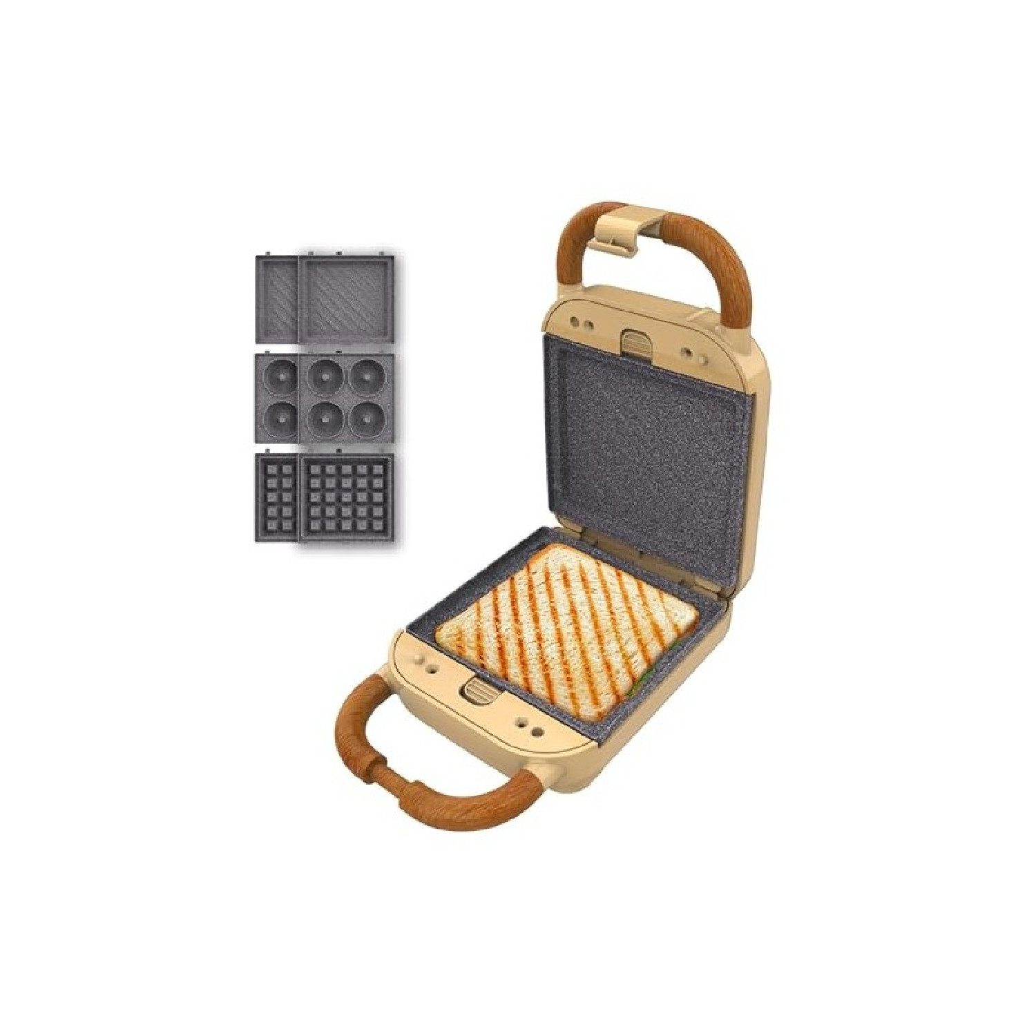 Cecotec 4-in-1-Sandwichmaker Rock'nToast Retro One Yellow, 700 W, Rock'nToast Retro One Yellow
