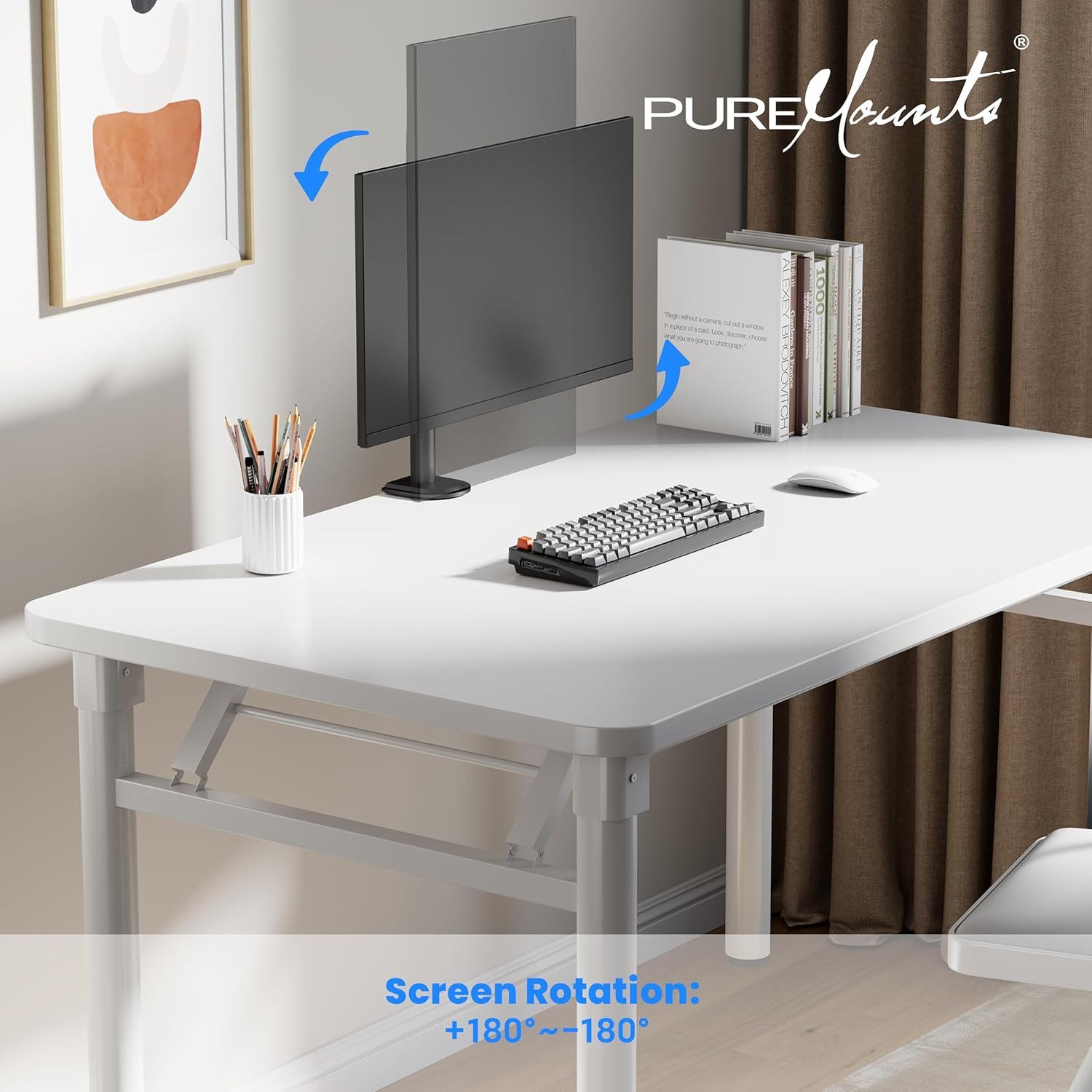 PureMounts Monitor-Halterung PureMounts PM-OFFICE-011 Monitorhalterung, höhenverstellbare Halterung