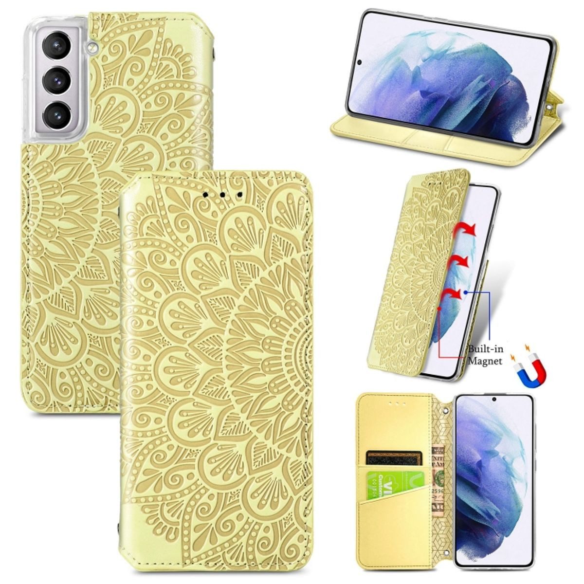 König Design Handyhülle Samsung Galaxy S22 5G, Schutzhülle Schutztasche Case Cover Etuis Wallet Klapptasche Bookstyle