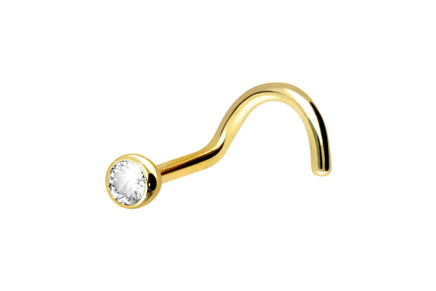 Nasenpiercing 18 Karat Gold Nasenstecker Spirale DIAMANT