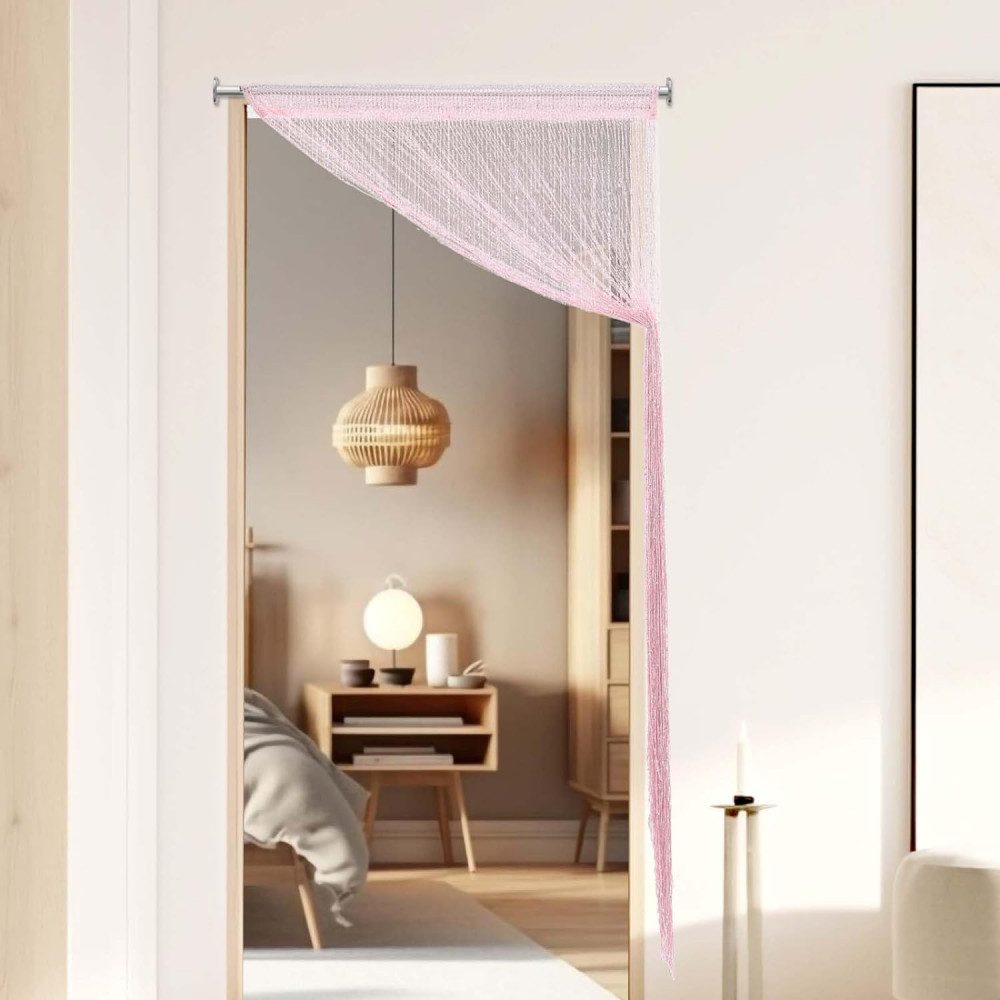 FELIXLEO Türvorhang Tür-Fadenvorhang Aufhängen Pailletten-Dekor Boho 100 x 200 cm Rosa
