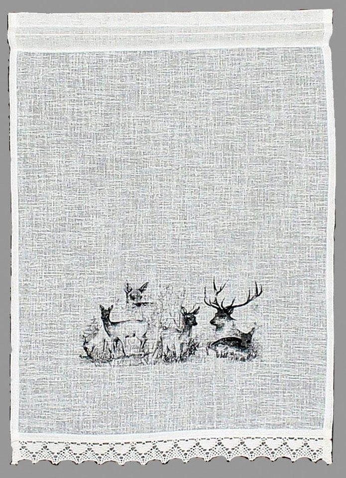 Scheibengardine Bambi, HOSSNER - ART OF HOME DECO, Stangendurchzug (1 St),  halbtransparent, Landhaus-Look