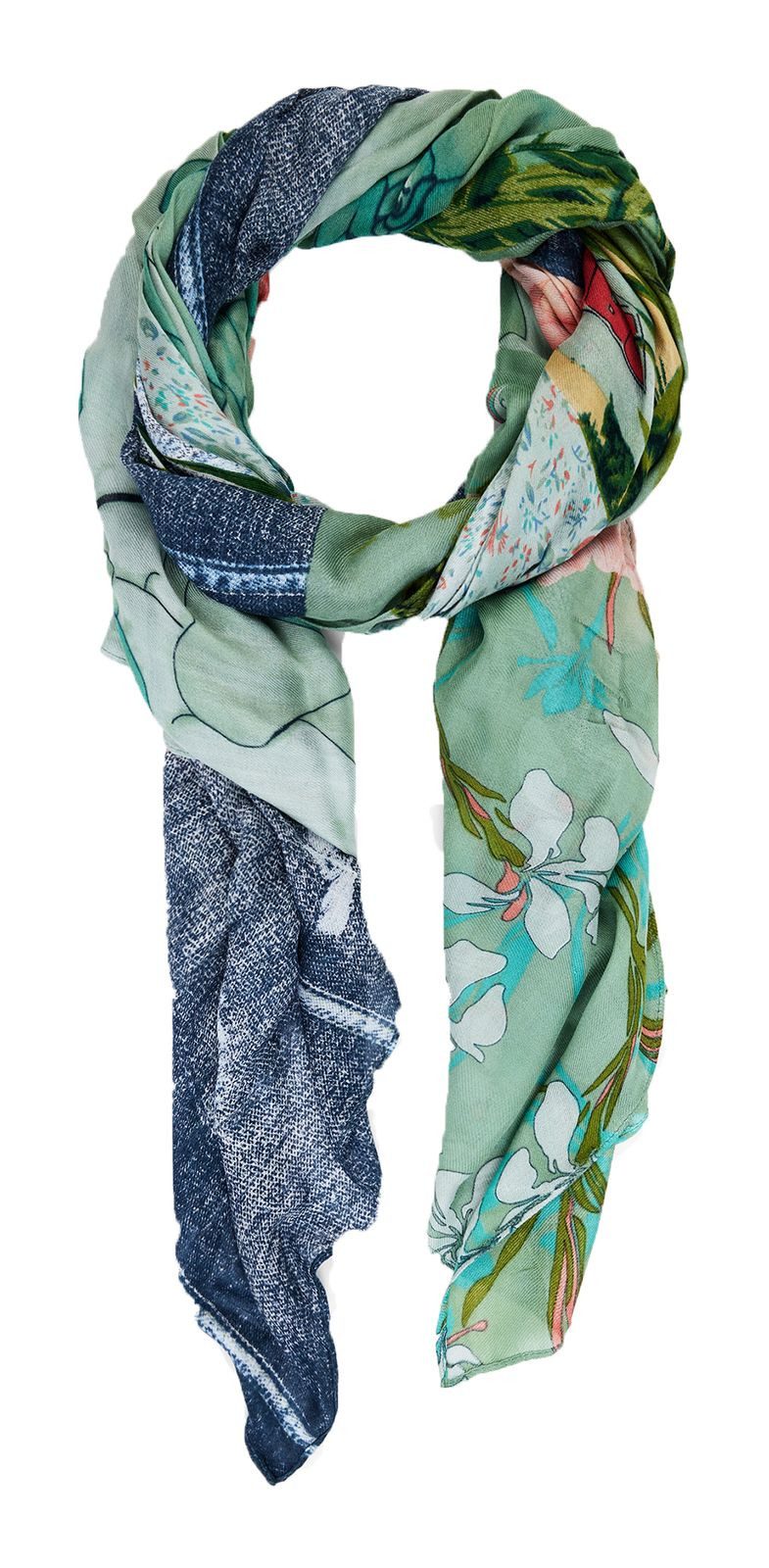 Écharpe Desigual Dégradé Blanc Avec Paillettes - Foulard Rectangle Pour Femme - Neuf Avec étiquettes
