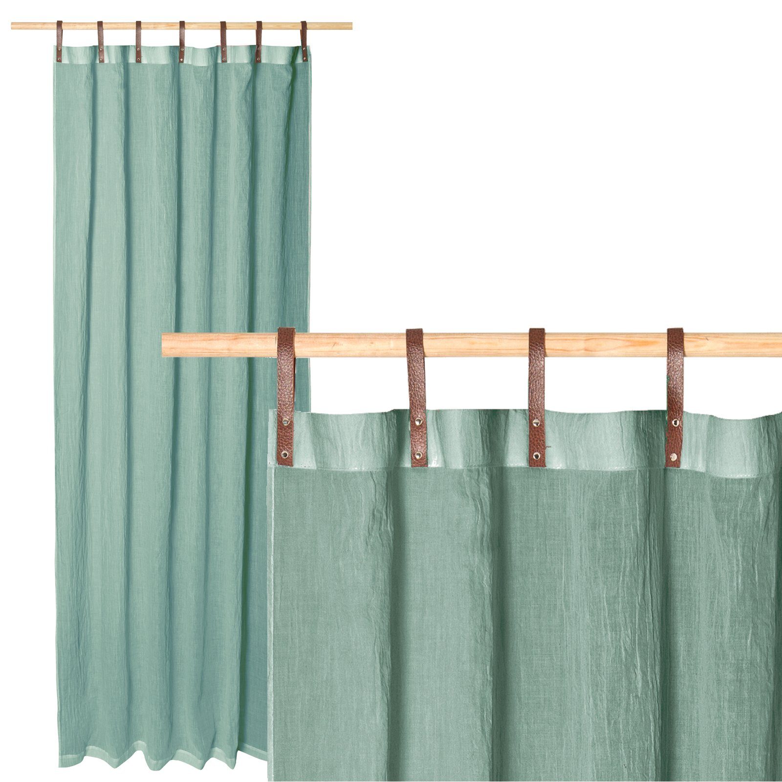 Vorhang Diverse Farben: Transparente Vorhänge mit Kunstleder-Schlaufen, JEMIDI, (1 St)