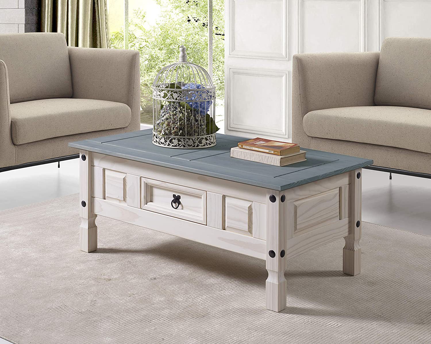 Loreno® Couchtisch Mexico, massives Pinienholz, weiß günstig online kaufen