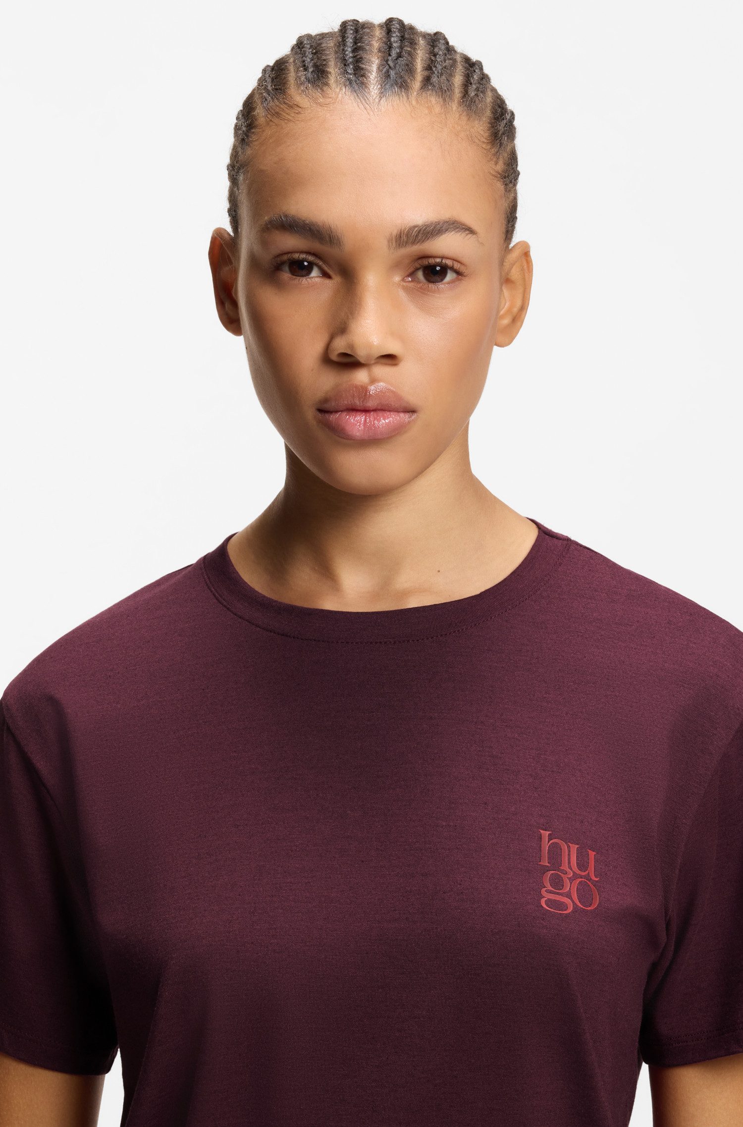 HUGO Pyjamaoberteil aus Stretch-Jersey mit Logo-Artwork, Rundhals, regular günstig online kaufen