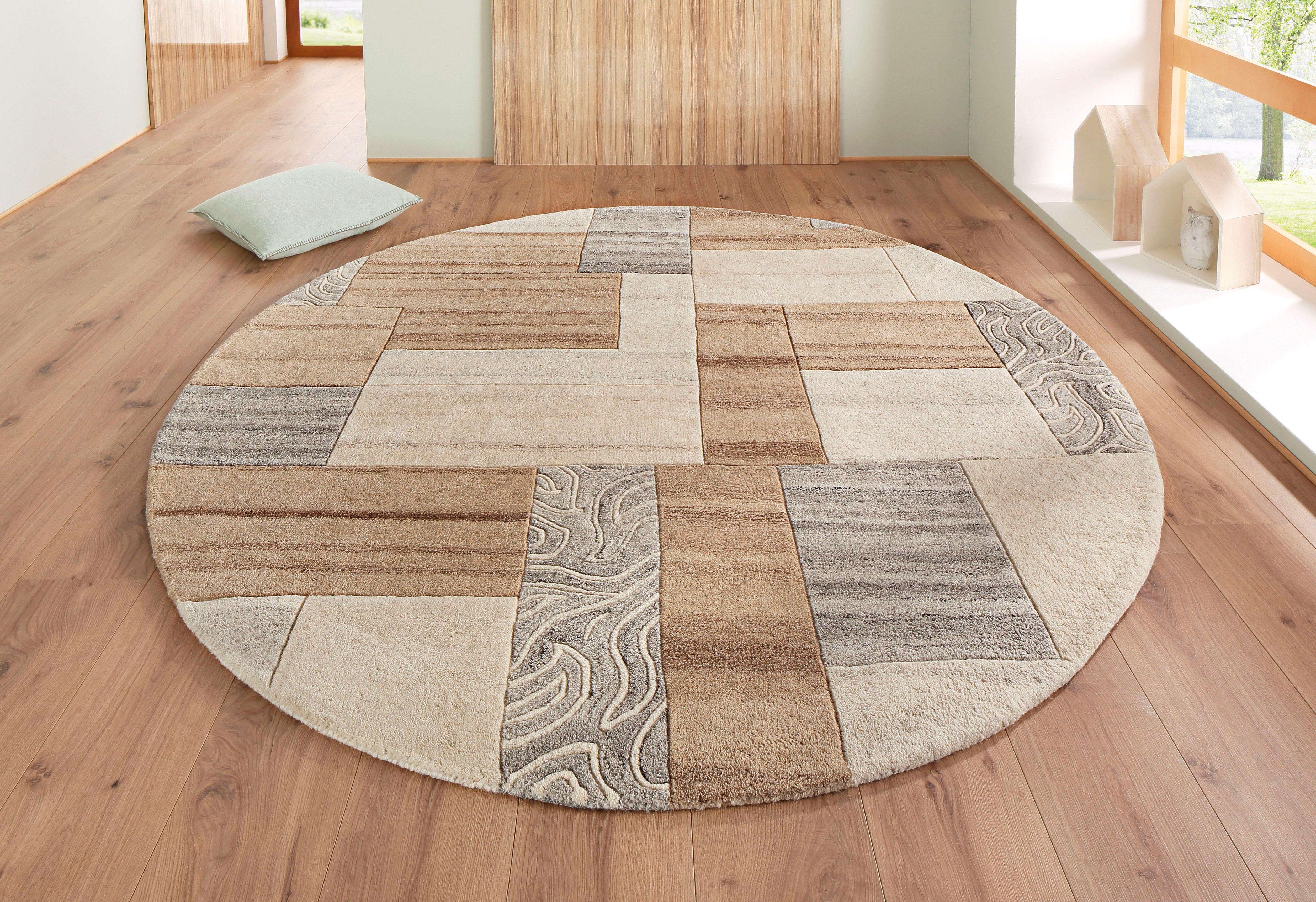 THEKO Wollteppich Lola, Wolle, handgearbeitet, Patchwork günstig online kaufen