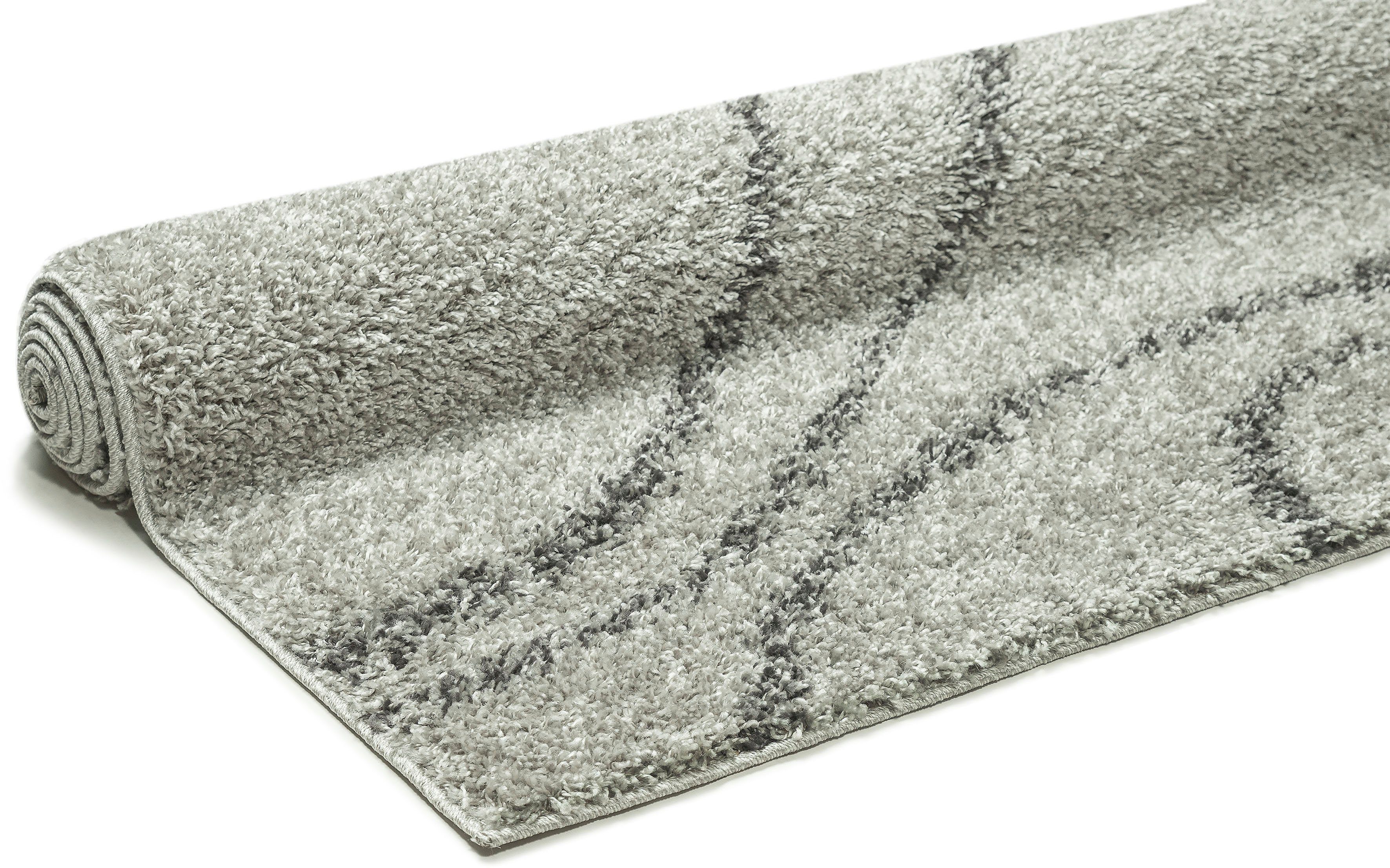 Hochflor-Teppich Nano, Home affaire, 31 grau besonders mm, weicher Hochflor, rechteckig, Flor Höhe: modernes Wellen-Design