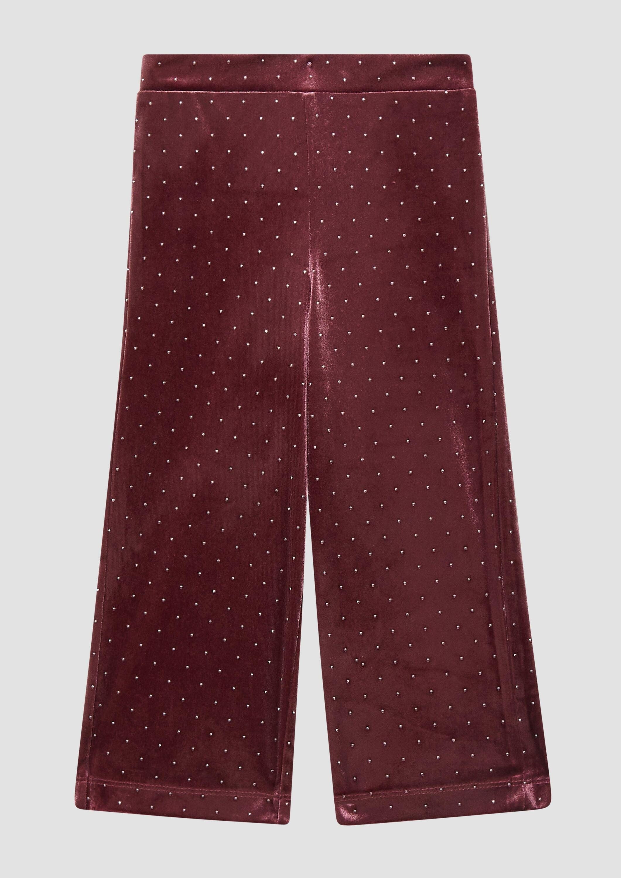 s.Oliver Chinos Leggings Wide Leg-Hose aus Samt mit Glitzersteinen