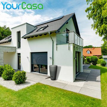 YourCasa Regentonne 230 Liter [Decore Design] Regenfass aus Kunststoff mit Wasserhahn, bepflanzbarer Deckel, mit Wasserhahn,240L