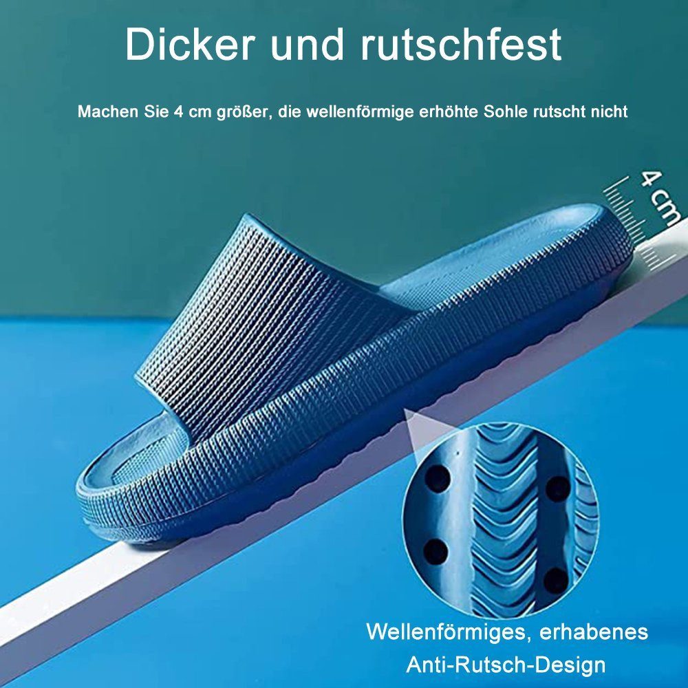 Blusmart Damen Herren Badeschuhe Badepantolette (EVA Rutschfest Pantoletten, Dicke Sohle bequeme) für Badezimmer, Schlafzimmer, Wohnzimmer, Strand, Freizeit – Bild 5 von 5
