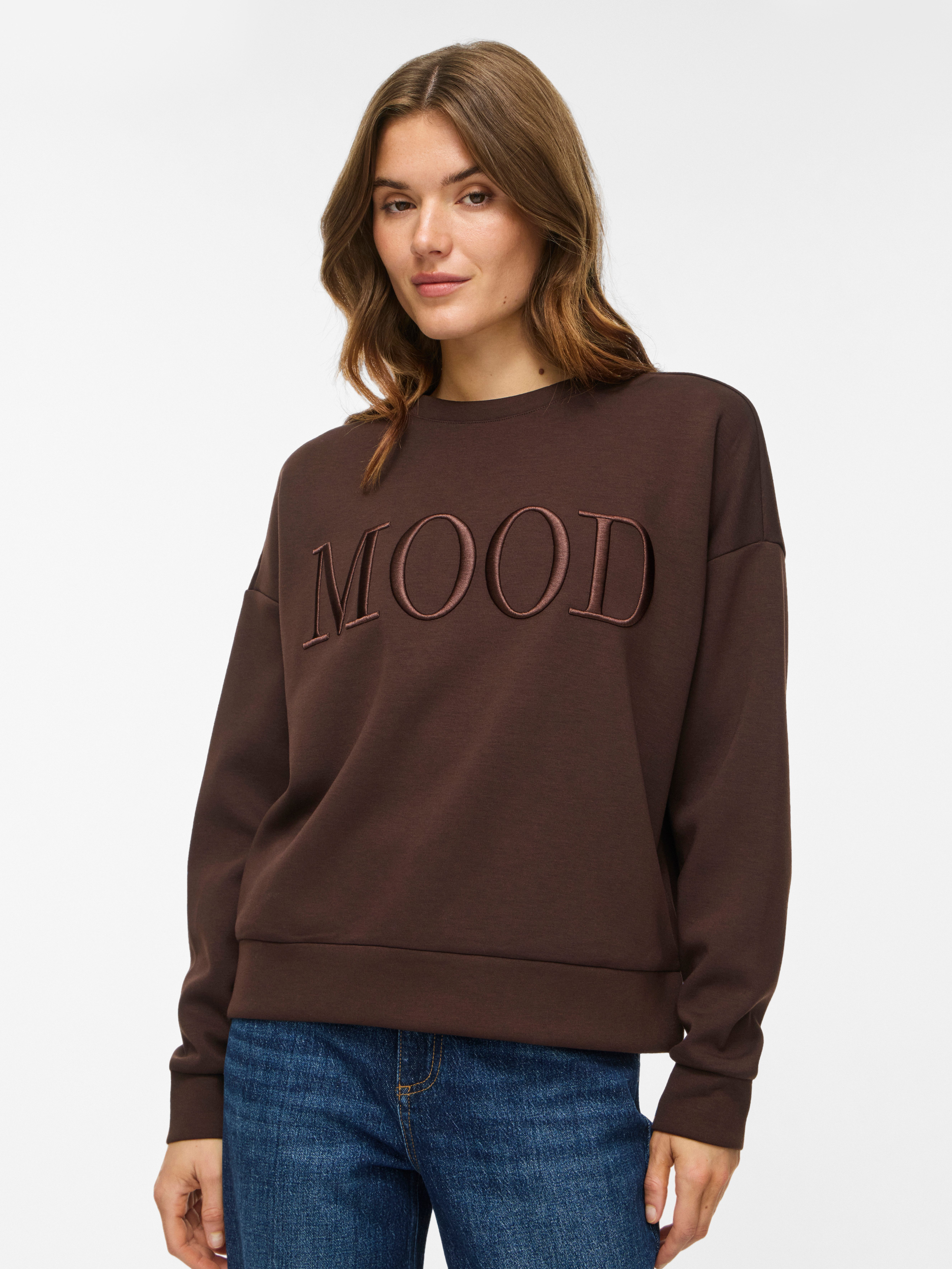 Vila Sweater VIREFLECT MOOD EMB L/S SWEAT TOP/R/3 Materialmix, loose fit