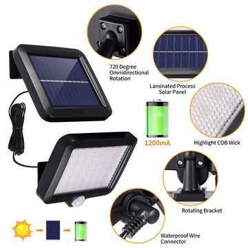 BlingBin LED Solarleuchte 56/210 LED Superhelle Solarleuchten mit Bewegungsmelder, Wasserdicht, LED fest integriert, mit Fernbedienung, 3 Modi LED Solar Strahler IP65 Wasserdichte