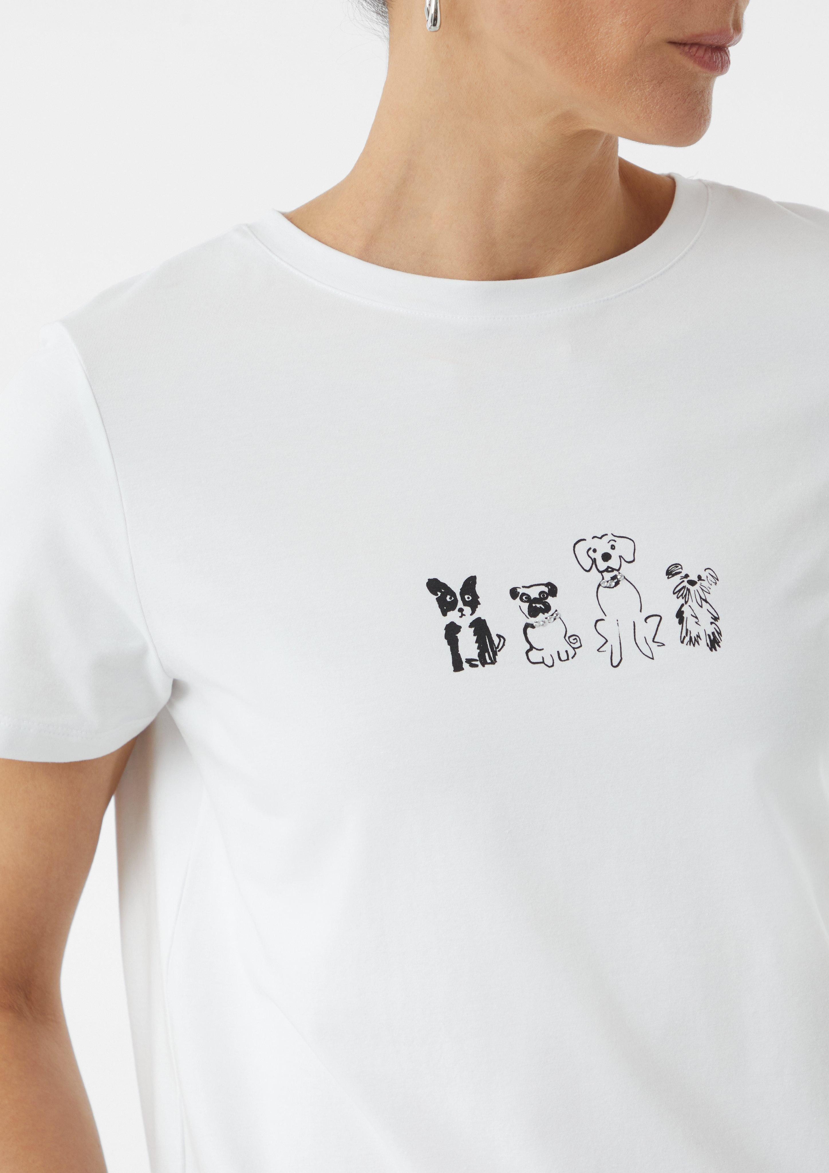 Comma Kurzarmshirt Jersey-T-Shirt aus Baumwollmix mit günstig online kaufen