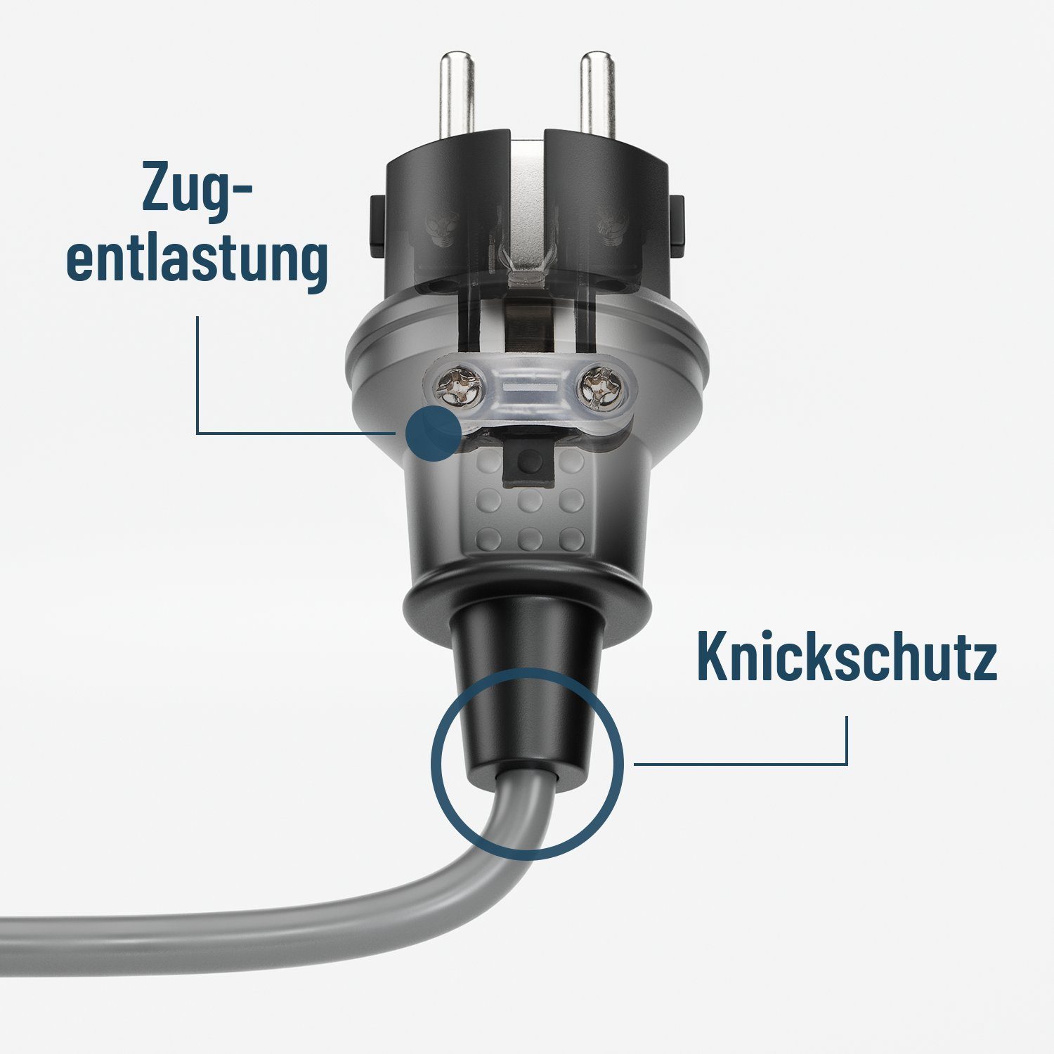 Stecker Gummi Knickschutz 1-St. - Schutzkontaktstecker, greate. mit Schutzkontakt Steckdose